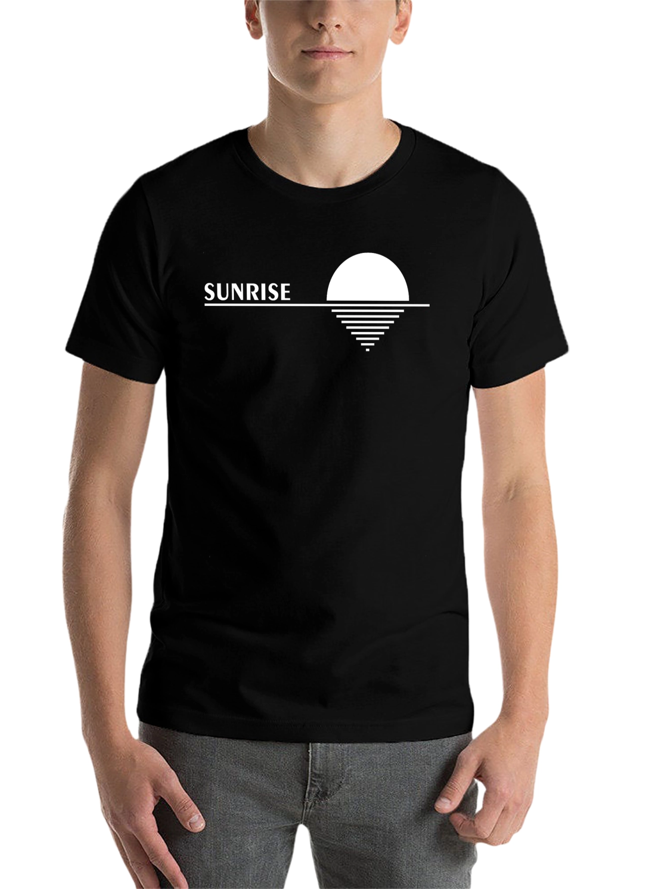 Black Sunrise Graphic Tee - Modern Minimalist Design view 7