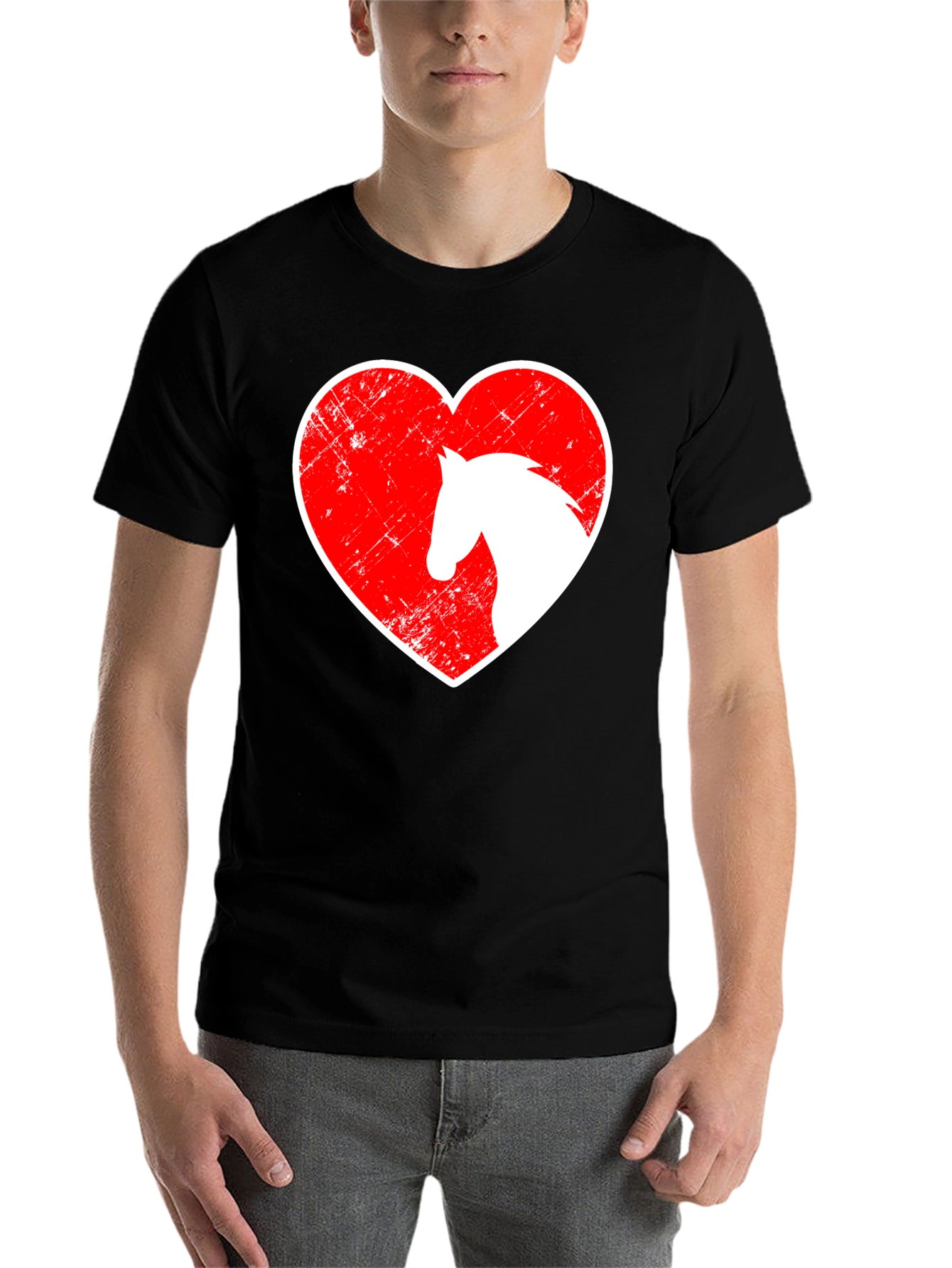 Black Horse Lover Graphic Tee - Heart Horse Shirt view 7