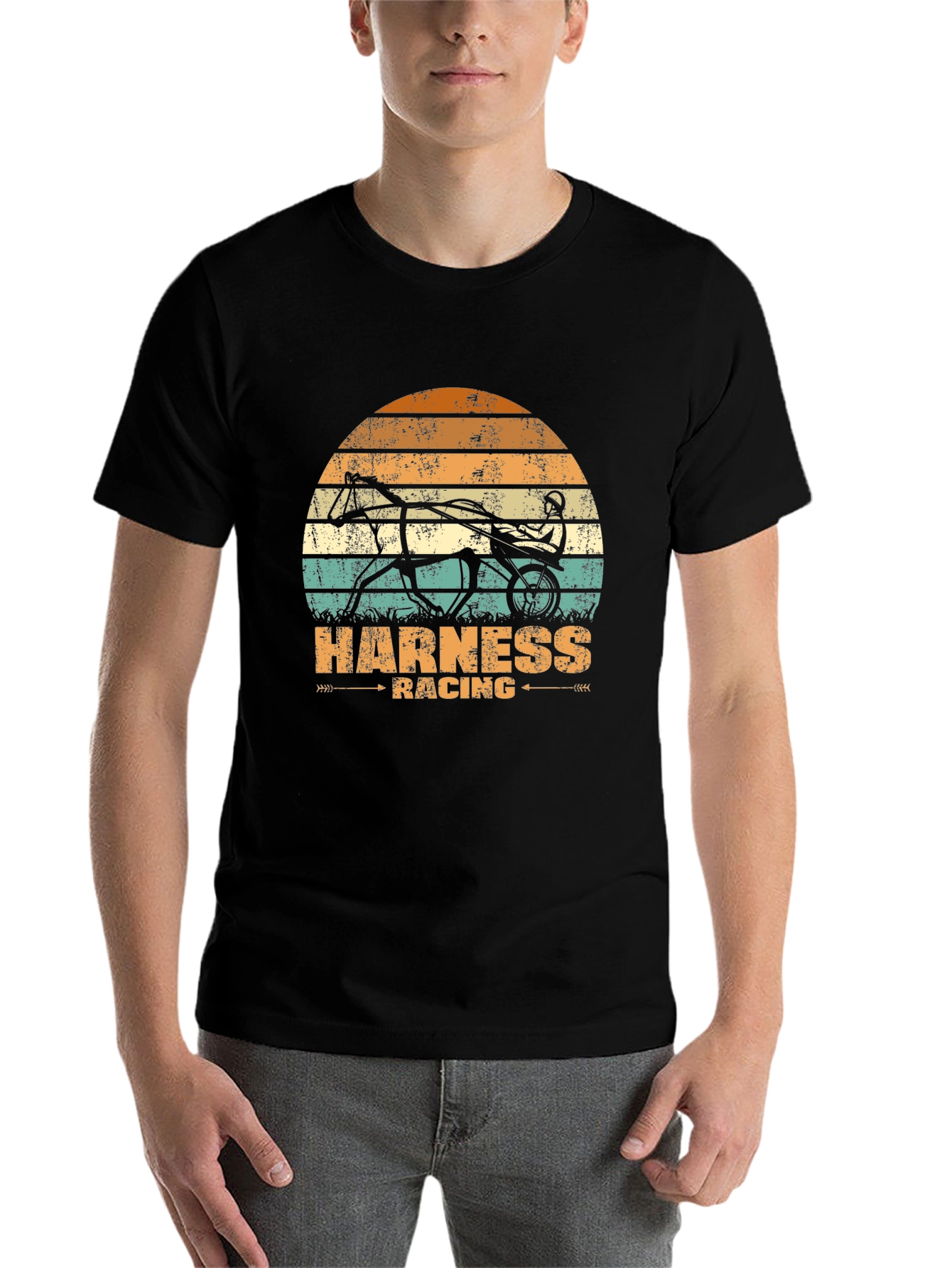 Black Harness Racing Graphic Tee - Retro Style view 7