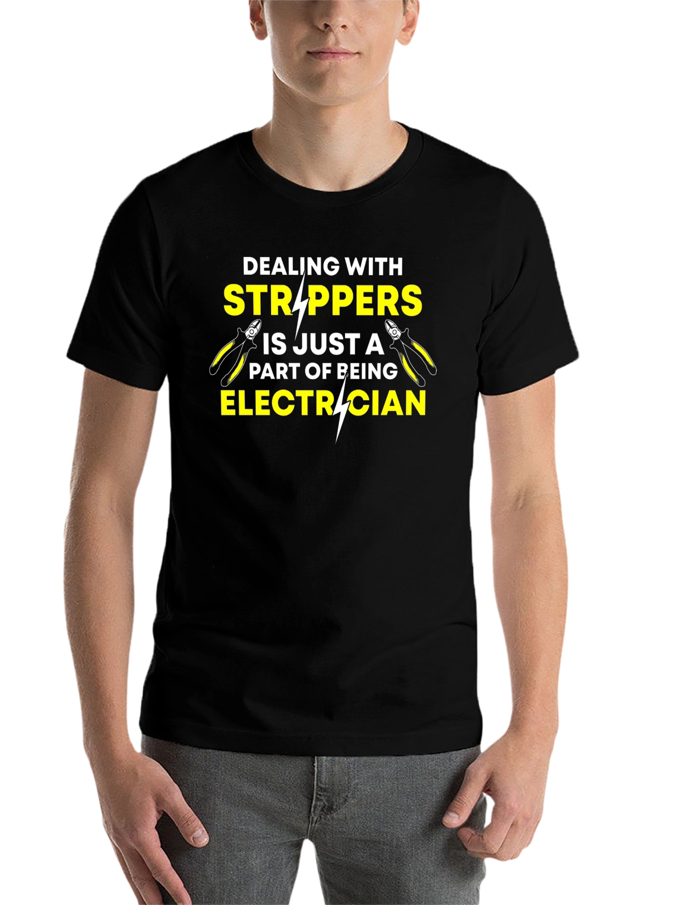 Black Electrician Stripper Humor T-Shirt view 7