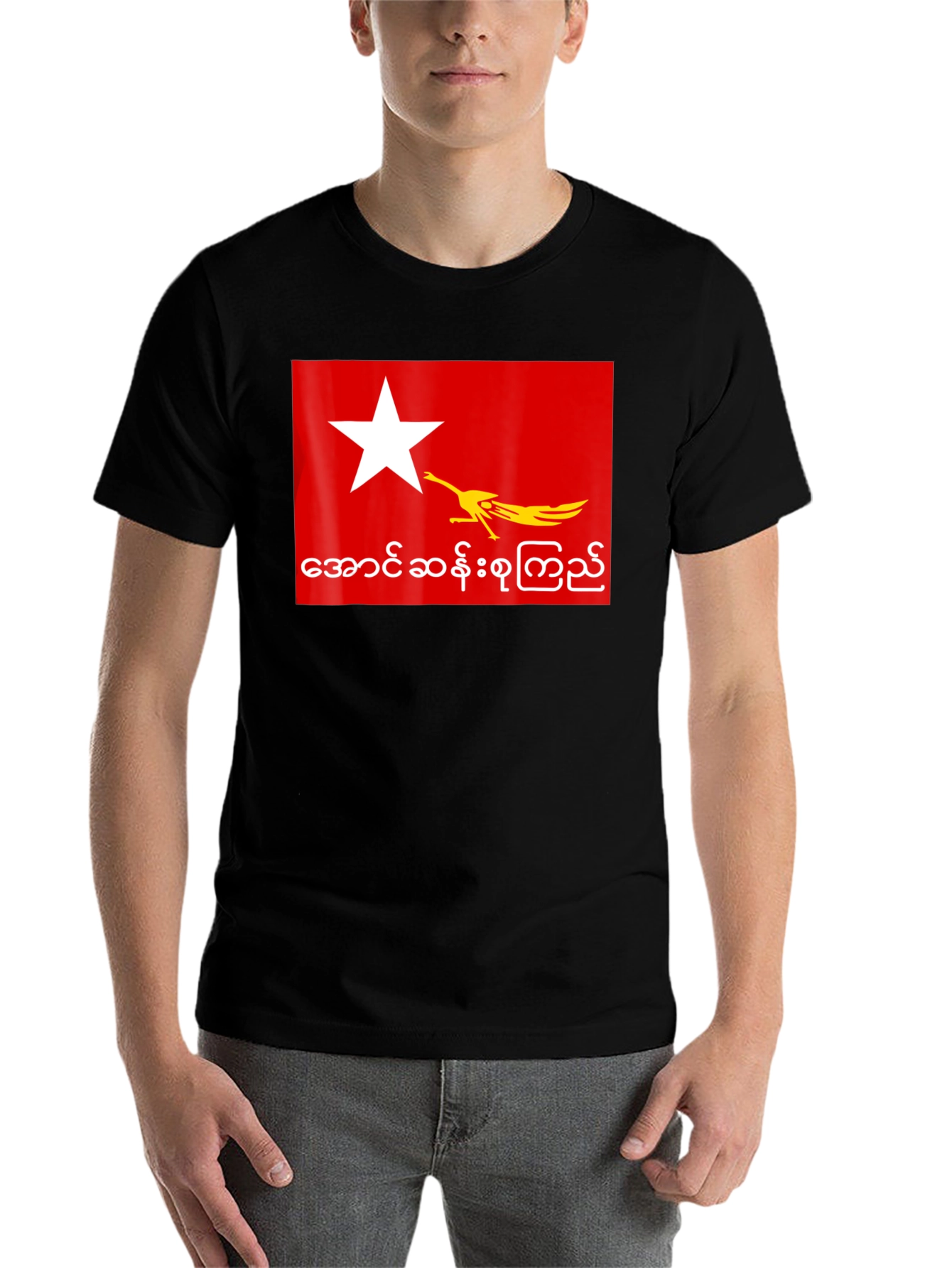 Black Myanmar State Flag T-Shirt - Retro Design view 7