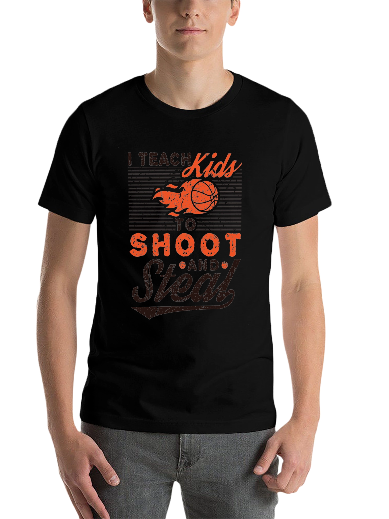 Black I Teach Kids to Shoot & Steal T-Shirt view 7