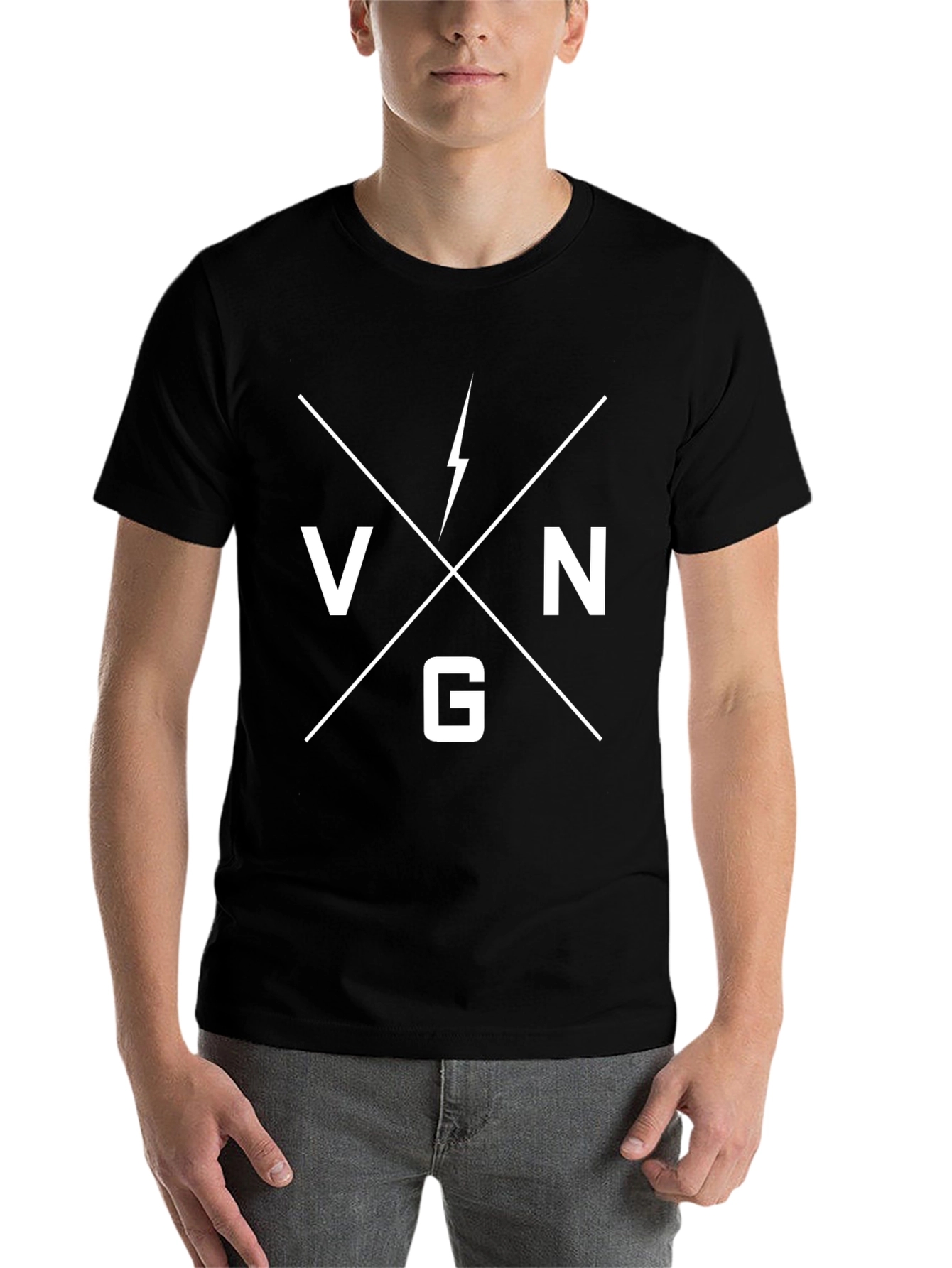 Black VNG Lightning Bolt Graphic Black T-Shirt view 7