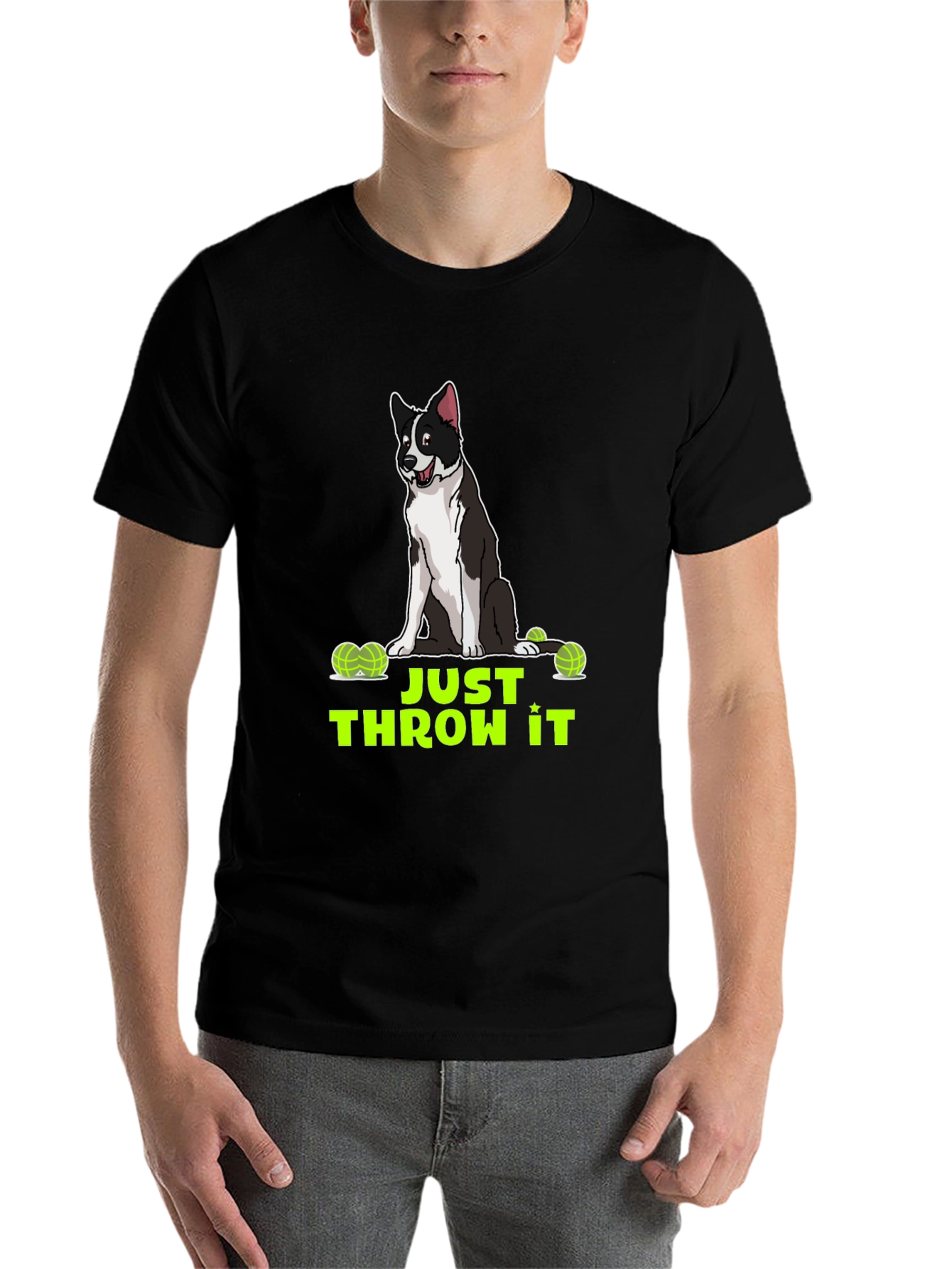 Black Just Throw It Dog Graphic T-Shirt view 7