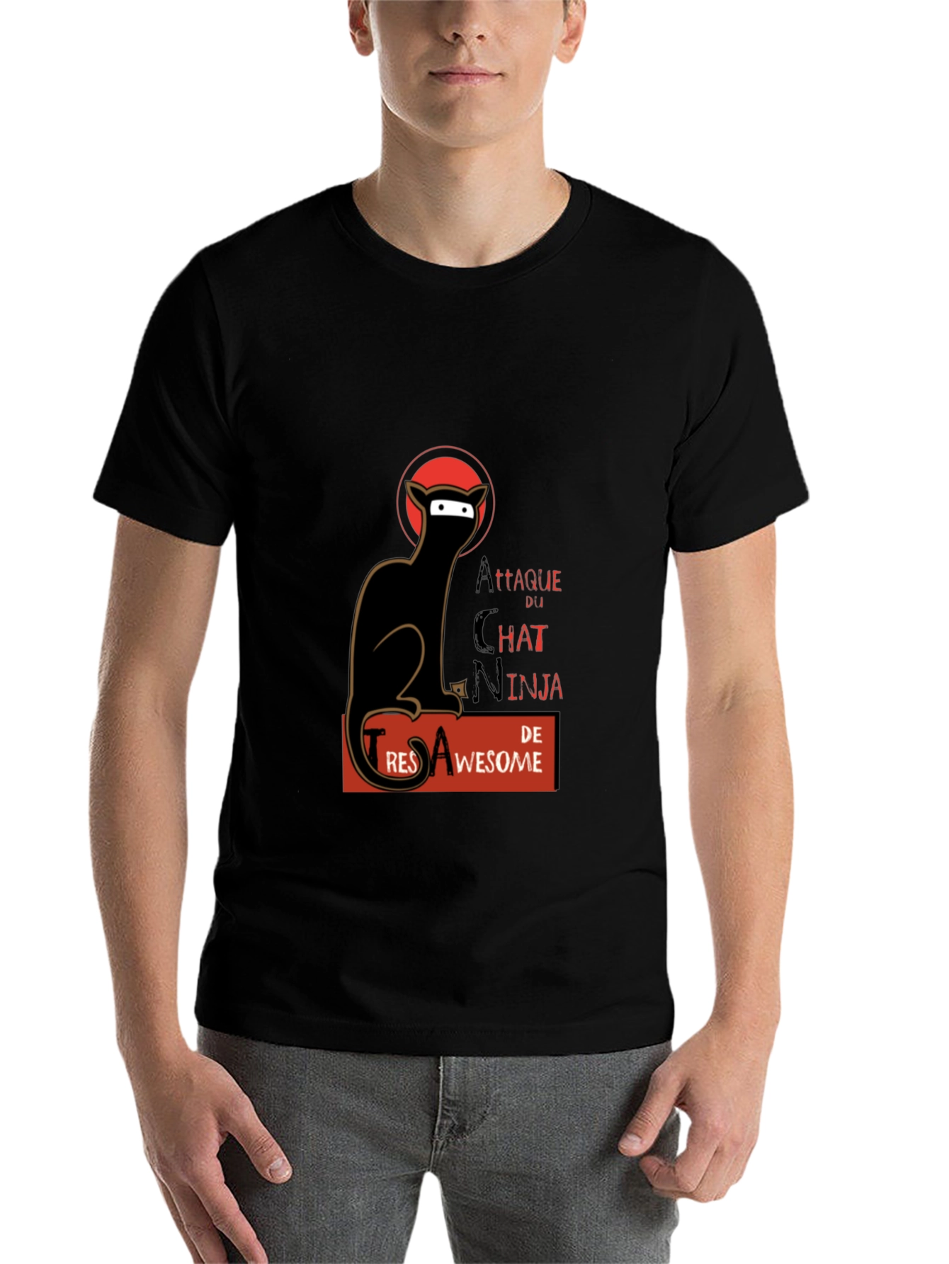 Black Attaque du Chat Ninja T-shirt view 7