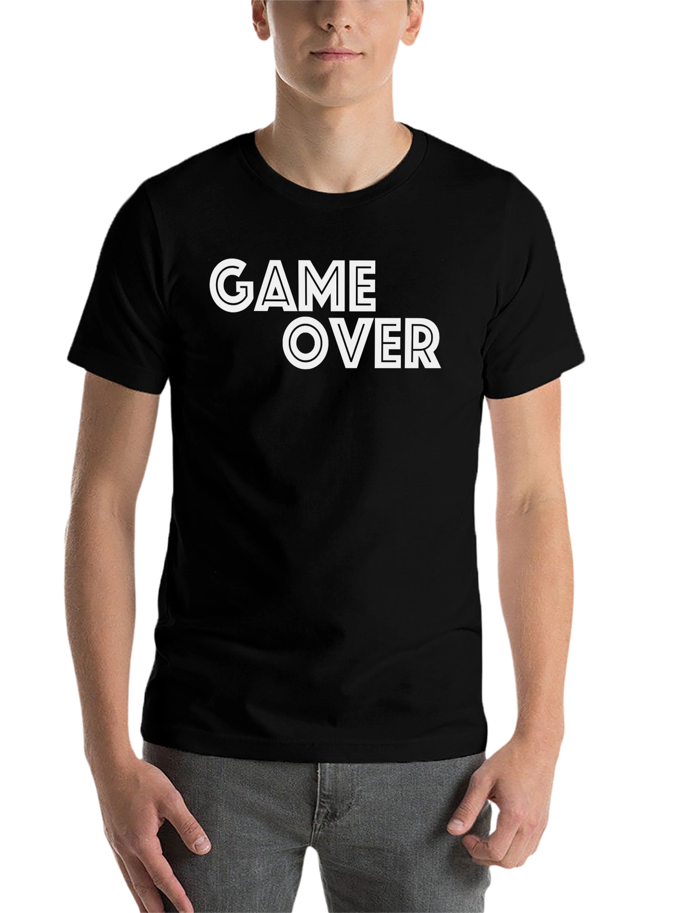 Black Game Over Black T-Shirt - Bold Graphic Tee view 7