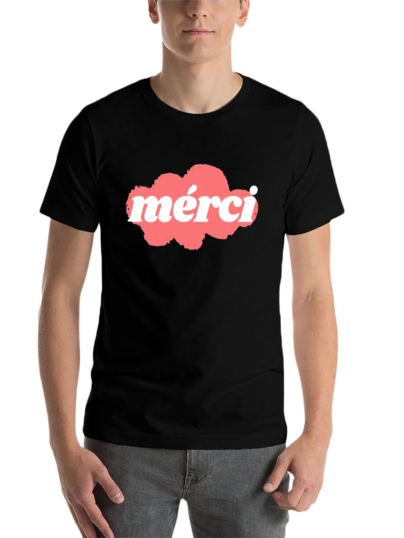 Black Merci Graphic T-Shirt - Black Cotton Blend view 7