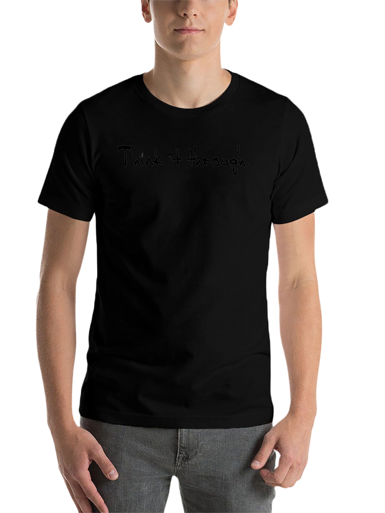 Black Think It Through Black Graphic T-Shirt view 7