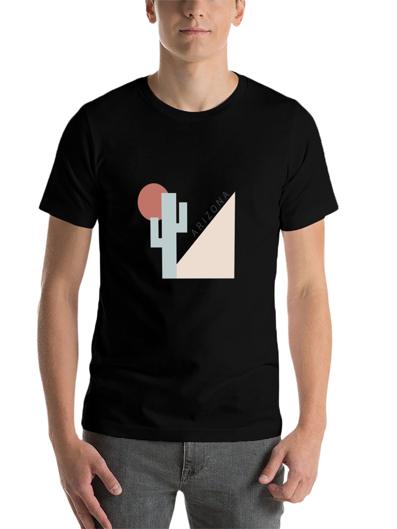 Black Geometric Desert Cactus Graphic Tee view 7