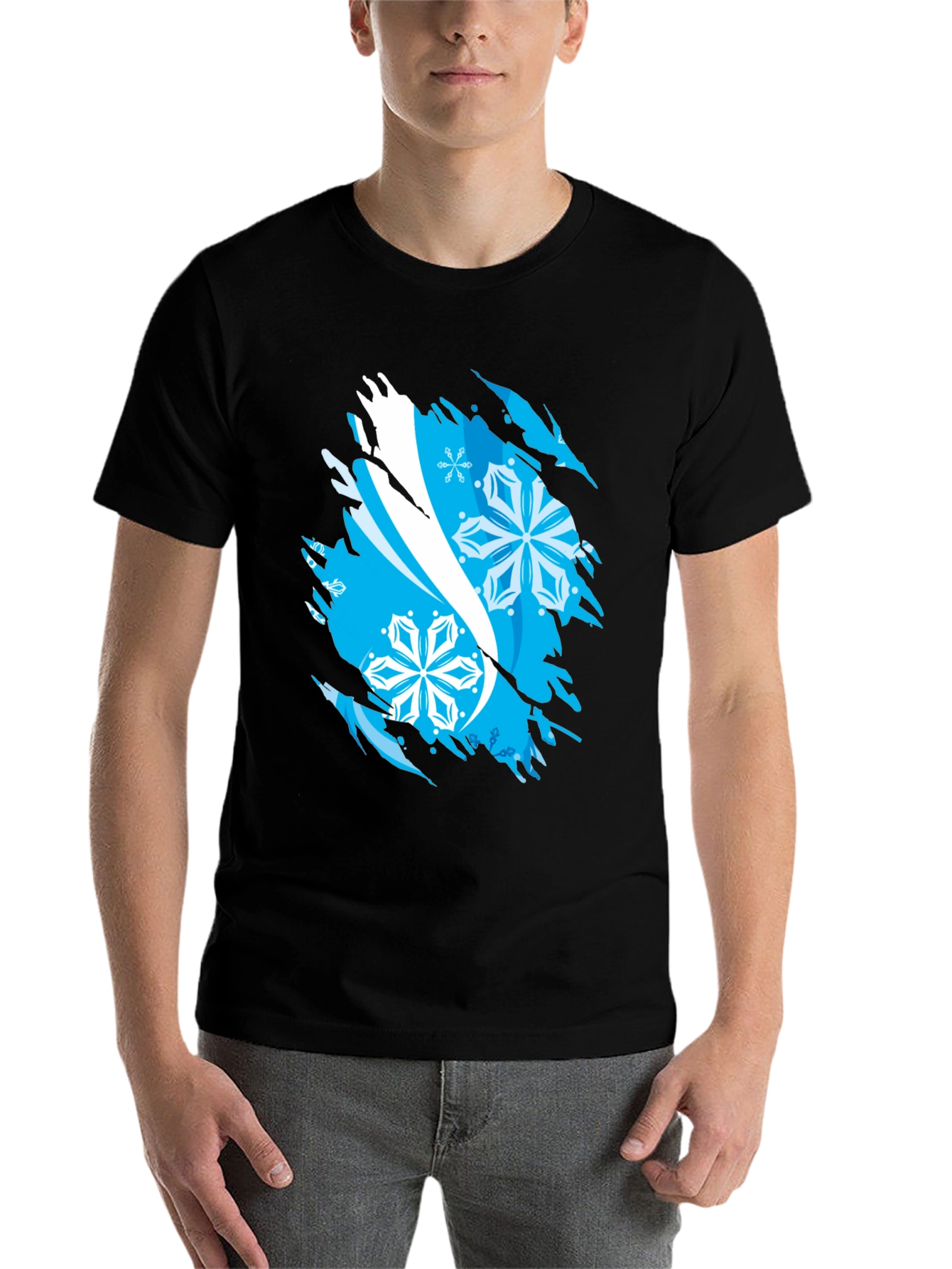 Ripped Snowflake Graphic Tee - Cool Winter Style - 7