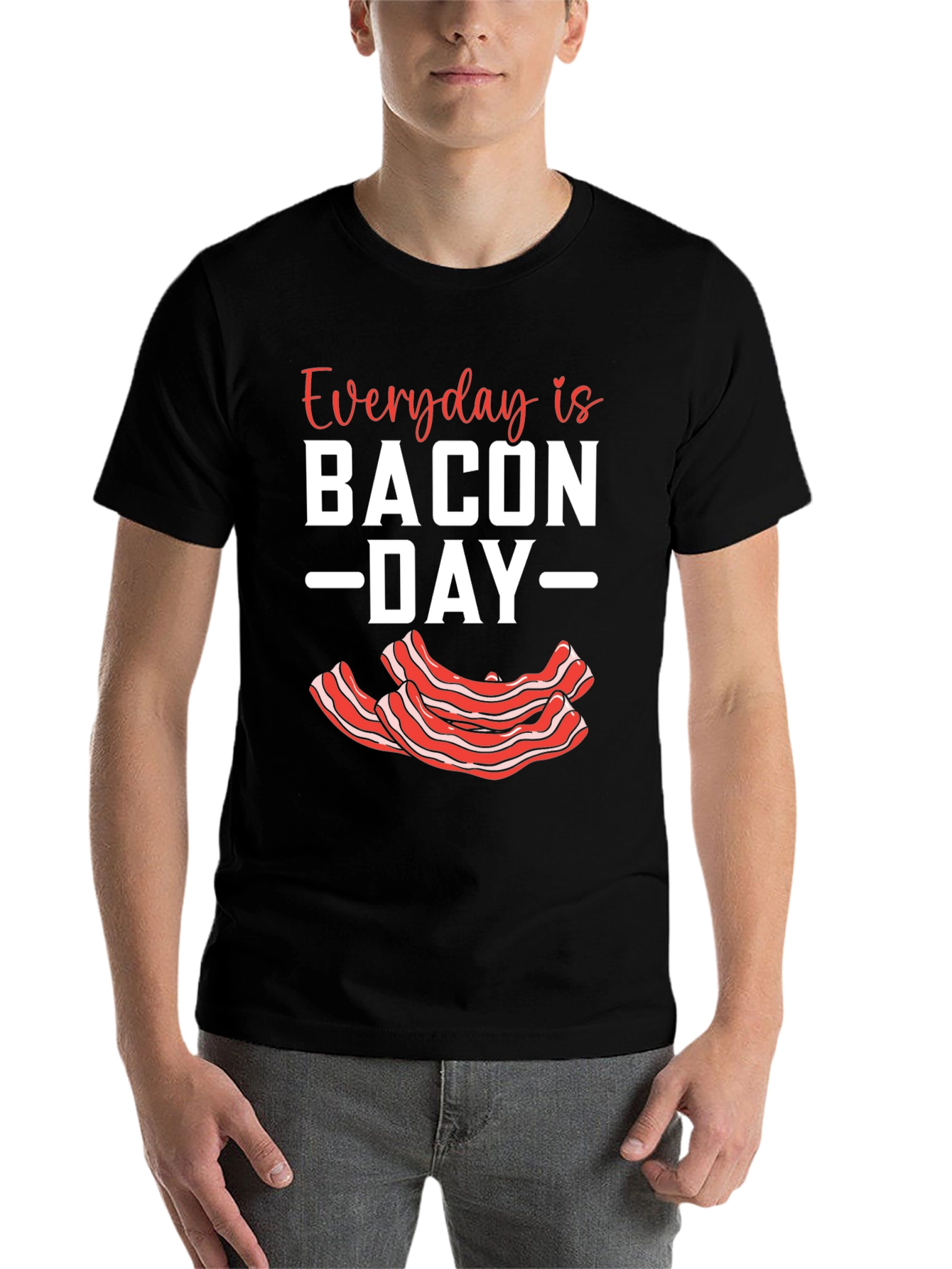 Black Everyday Is Bacon Day T-Shirt view 7