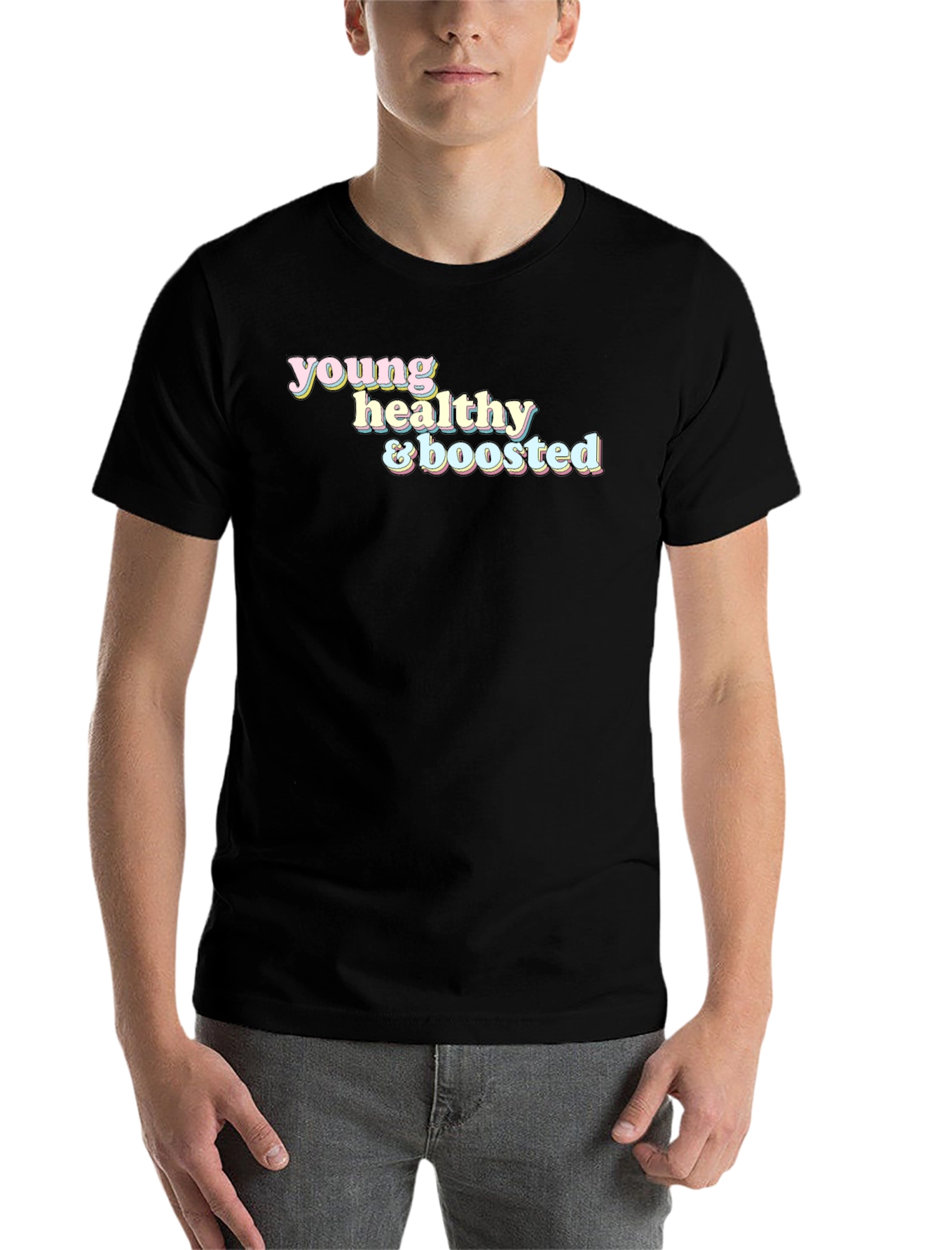Black Young Healthy & Boosted Graphic Tee view 7