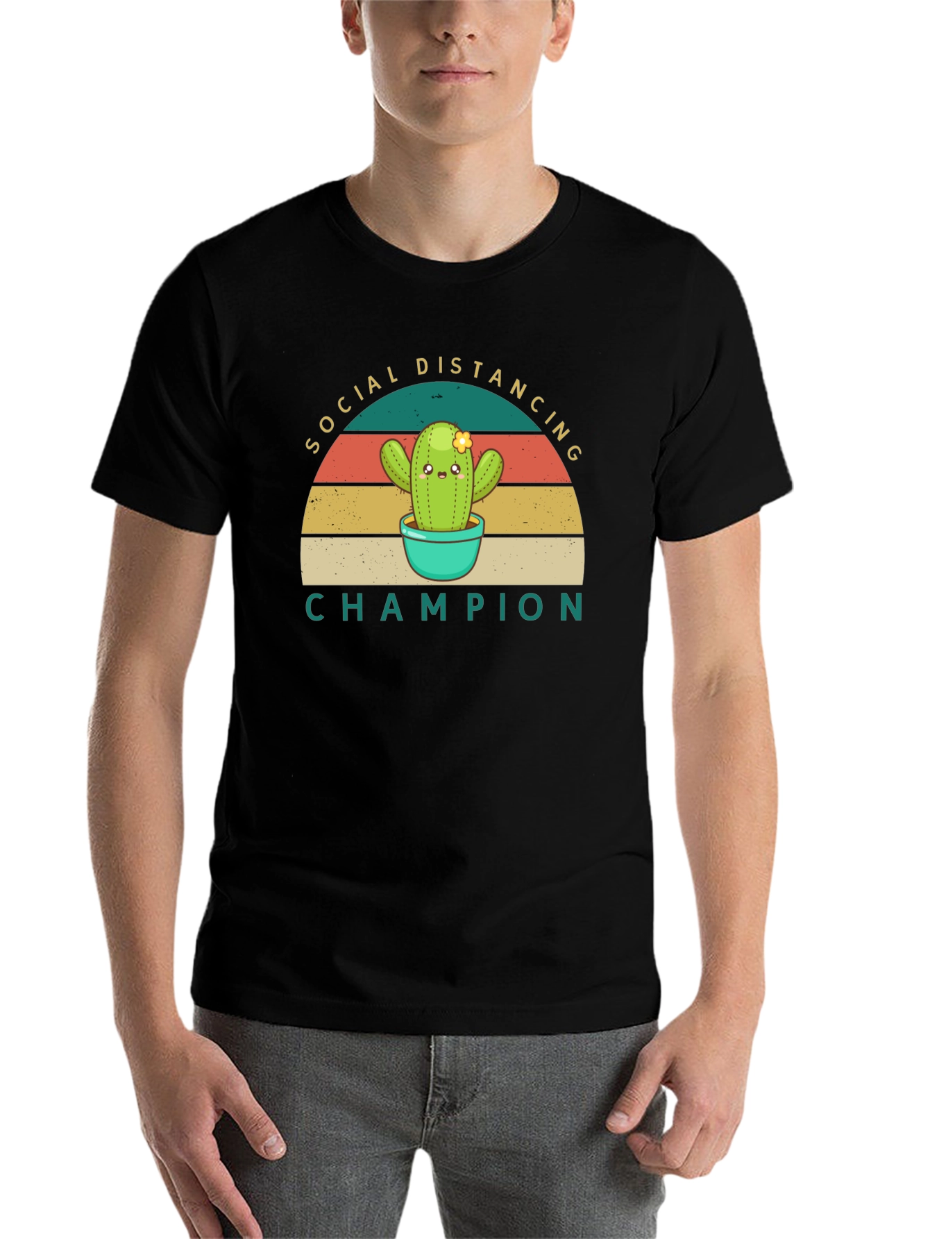 Black Social Distancing Champion Graphic Tee view 7