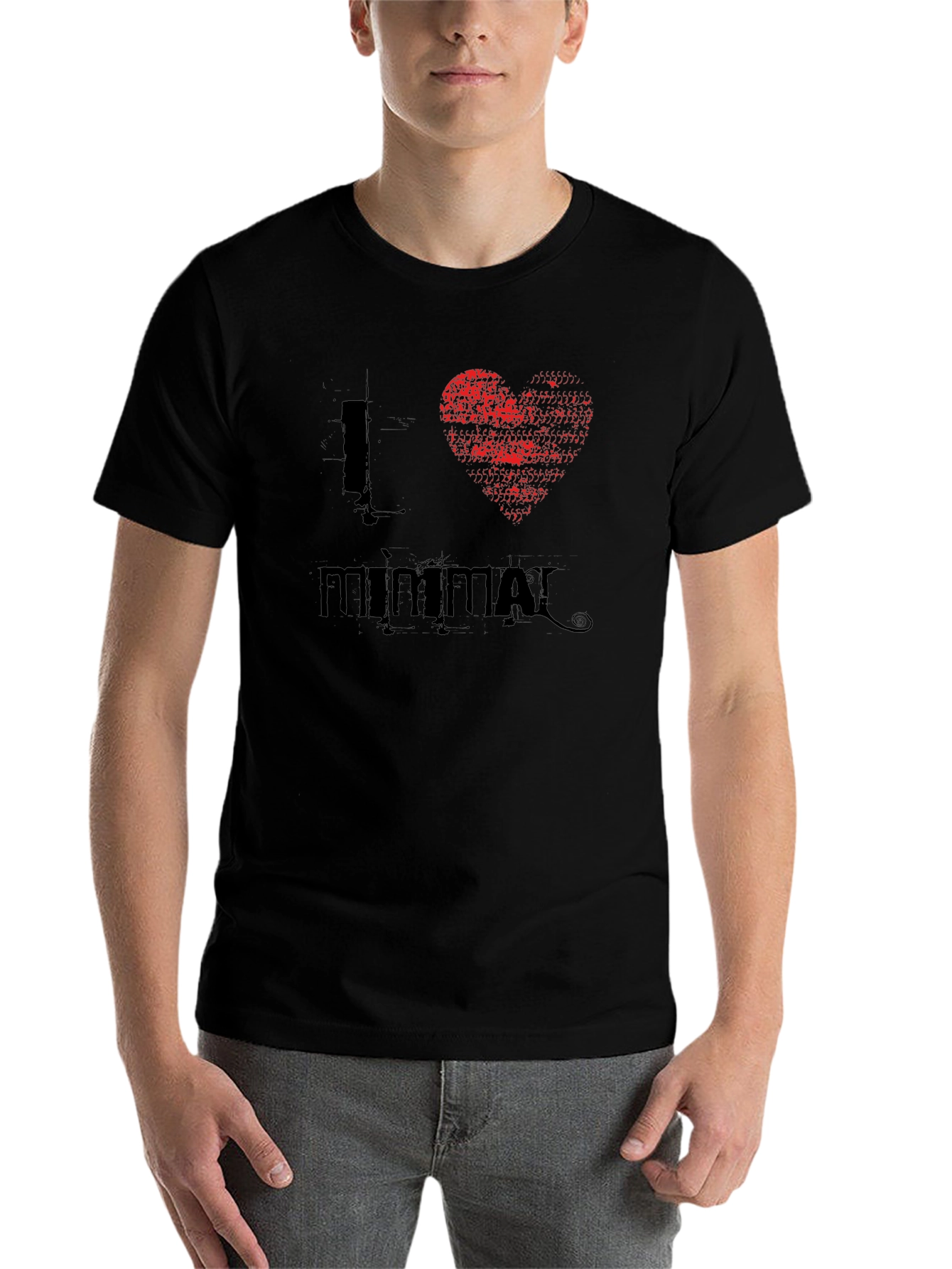 Black I Heart Minimal Graphic Tee view 7