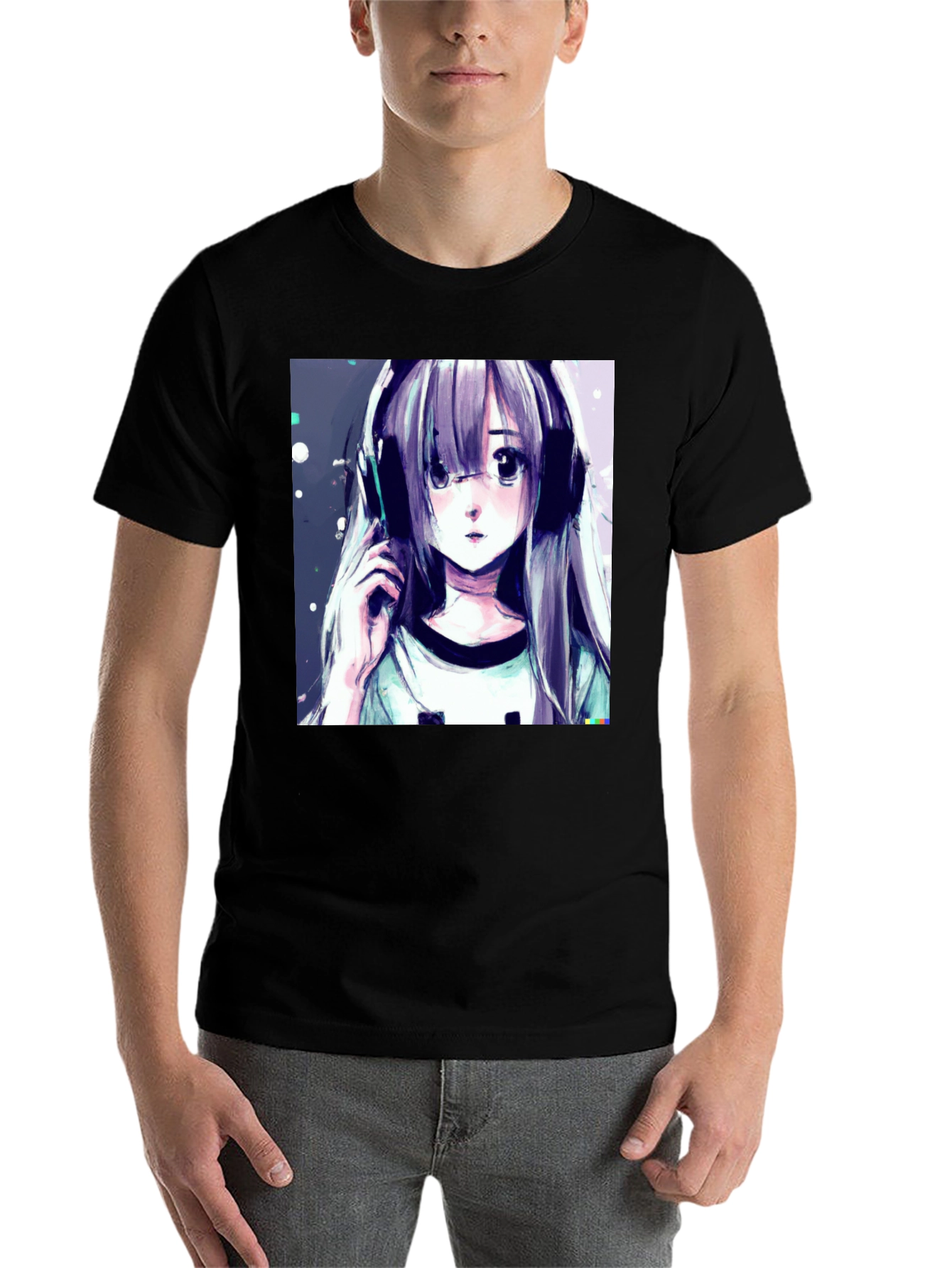 Black Anime Girl Graphic Tee - Stylish Black T-Shirt view 7