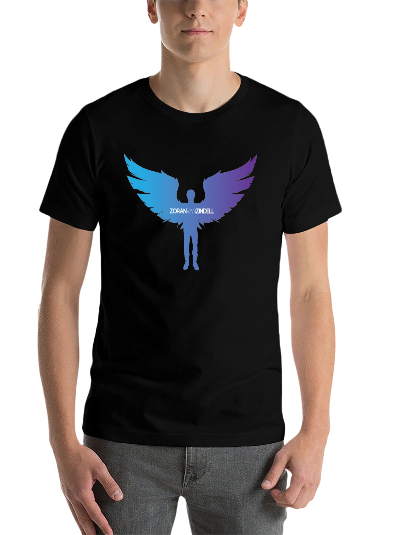 Black ZoranVanzindell Angel Wings Black T-Shirt view 7