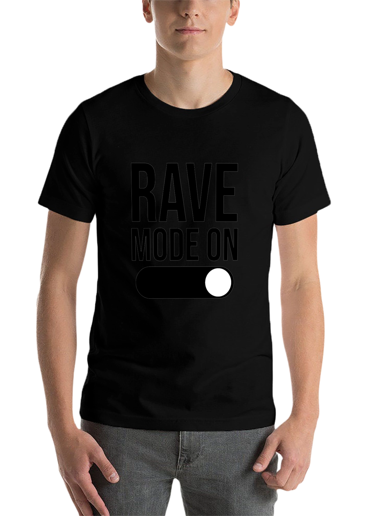 Black Rave Mode On - Black Graphic T-Shirt view 7