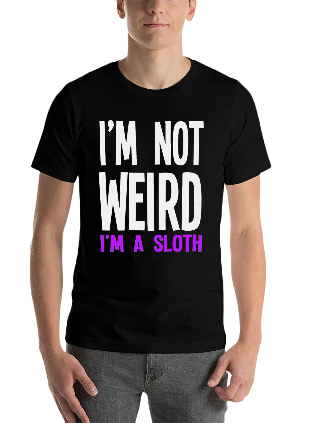 Black I'm Not Weird, I'm a Sloth T-Shirt view 7