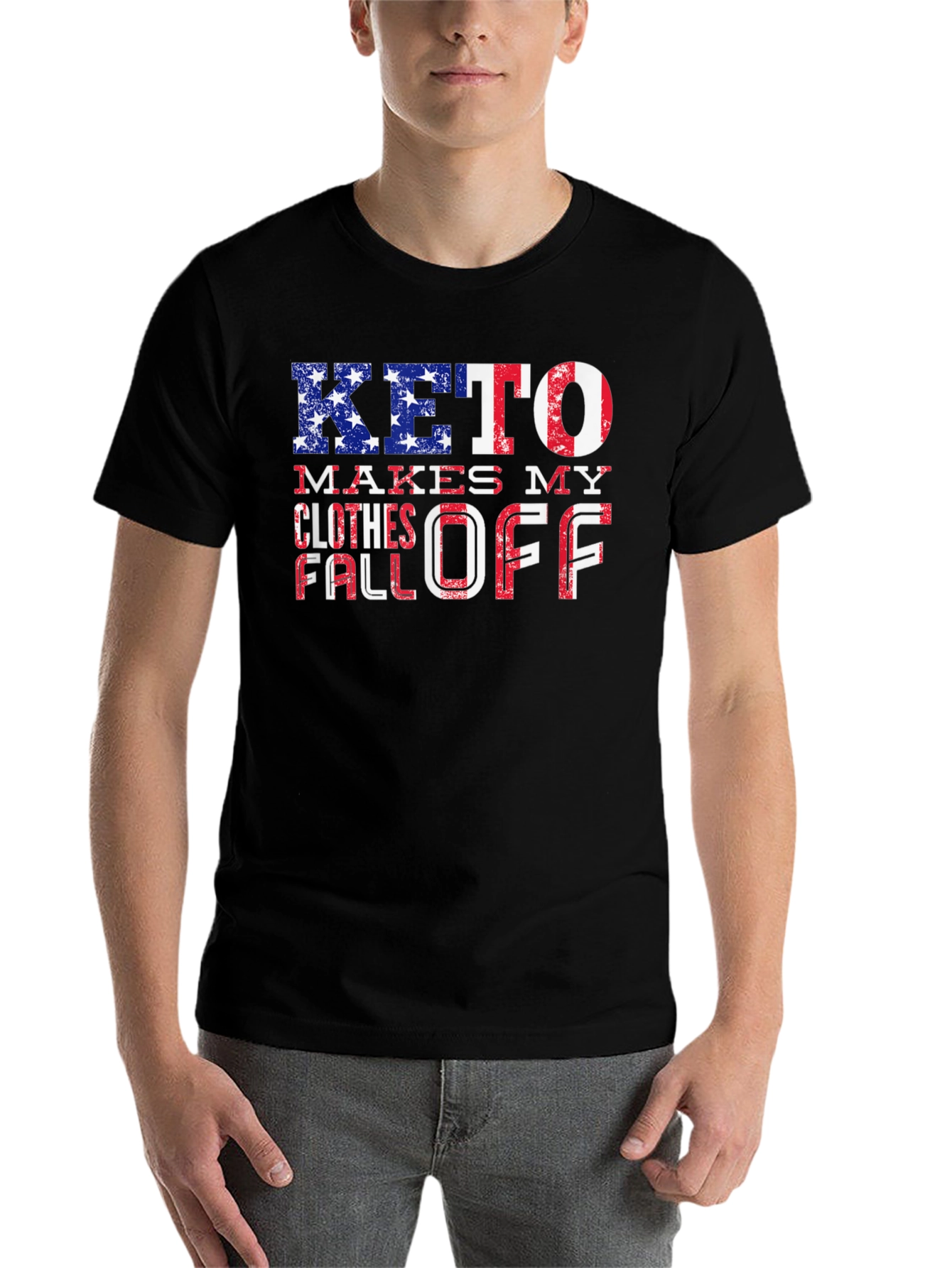 Black Keto Diet T-Shirt: Patriotic Weight Loss Design view 7