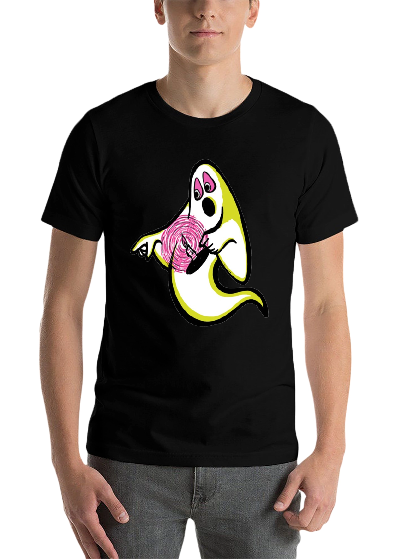 Black Ghost Lollipop Graphic Black T-Shirt view 7