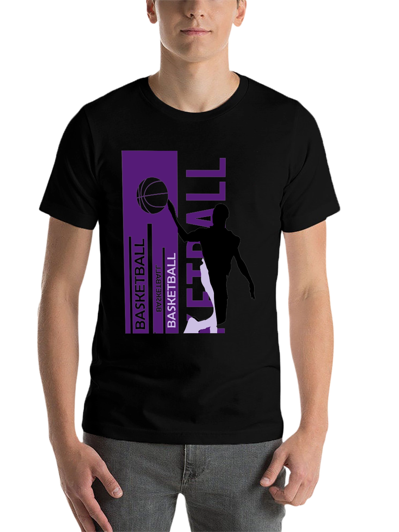 Black Basketball Graphic Print Tee - Stylish Activewear view 7