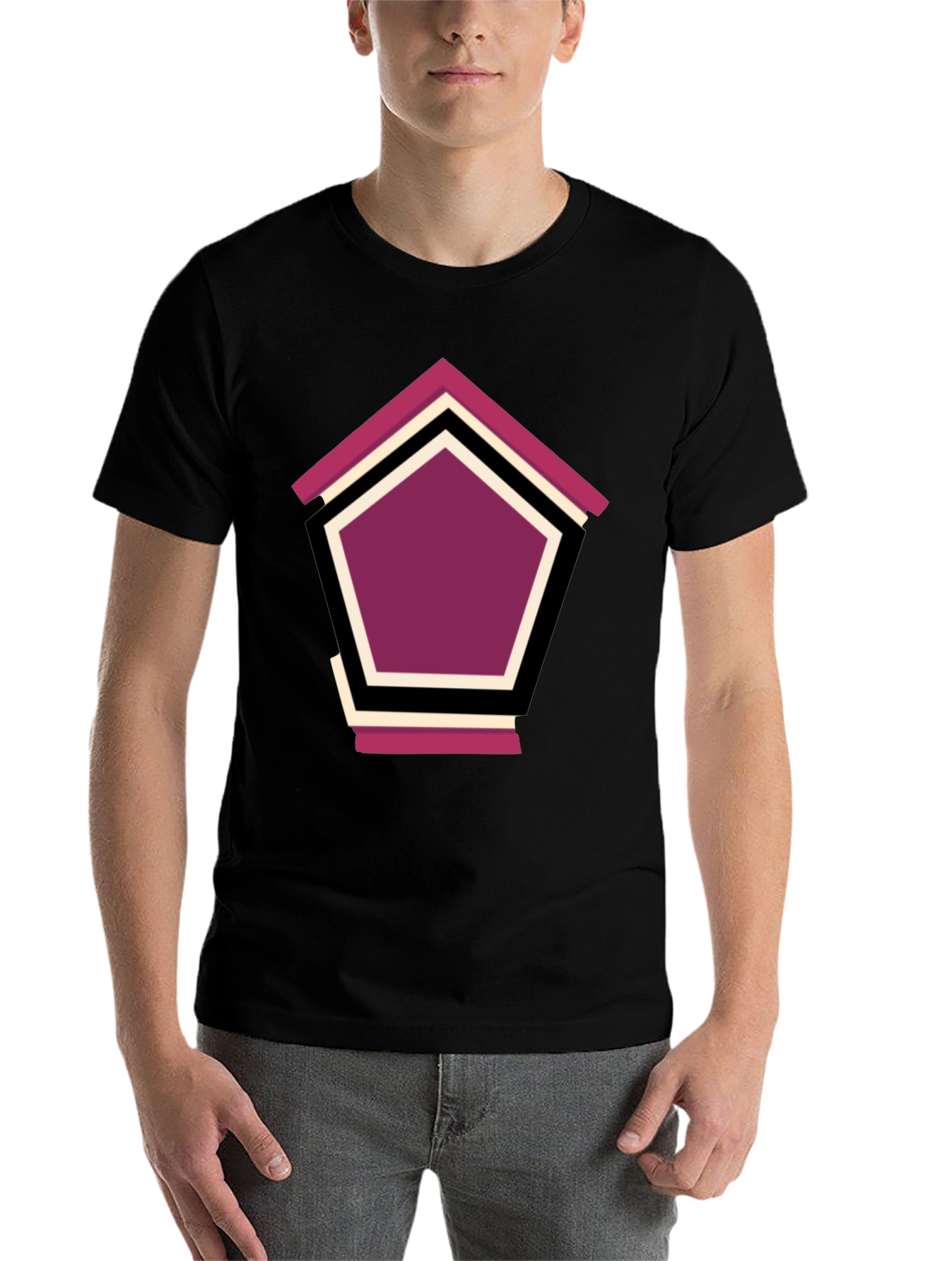 Black Geometric Penthouse T-Shirt - Stylish Design view 7