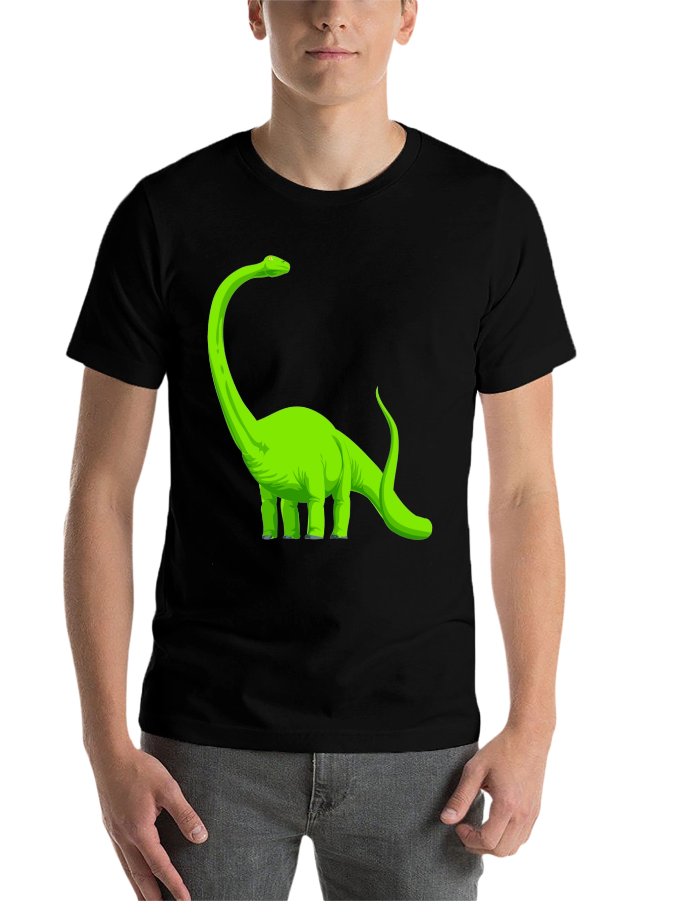 Black Dinosaur Graphic Tee - Black Cotton T-Shirt view 7