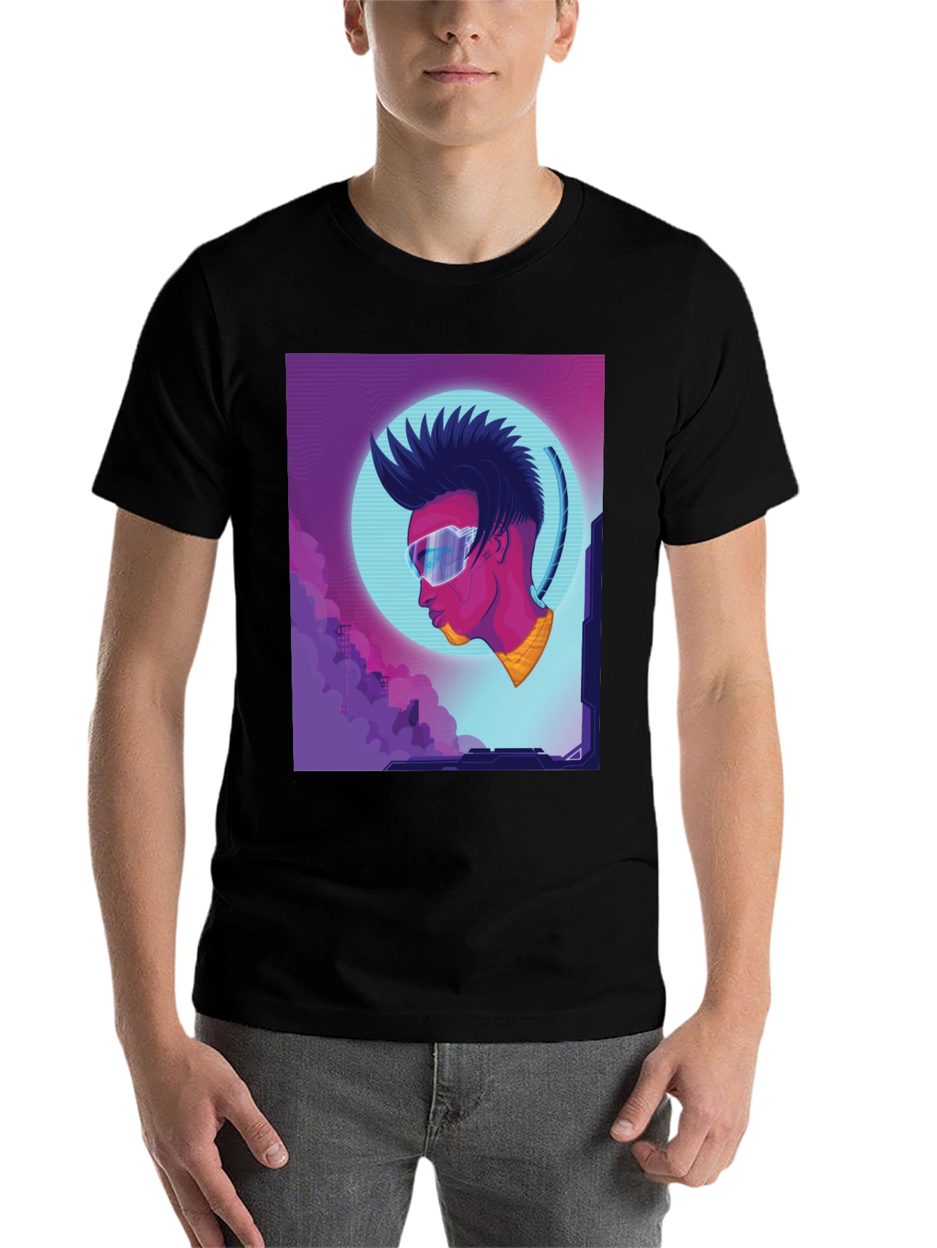 Black Cyberpunk T-Shirt - Futuristic Style view 7