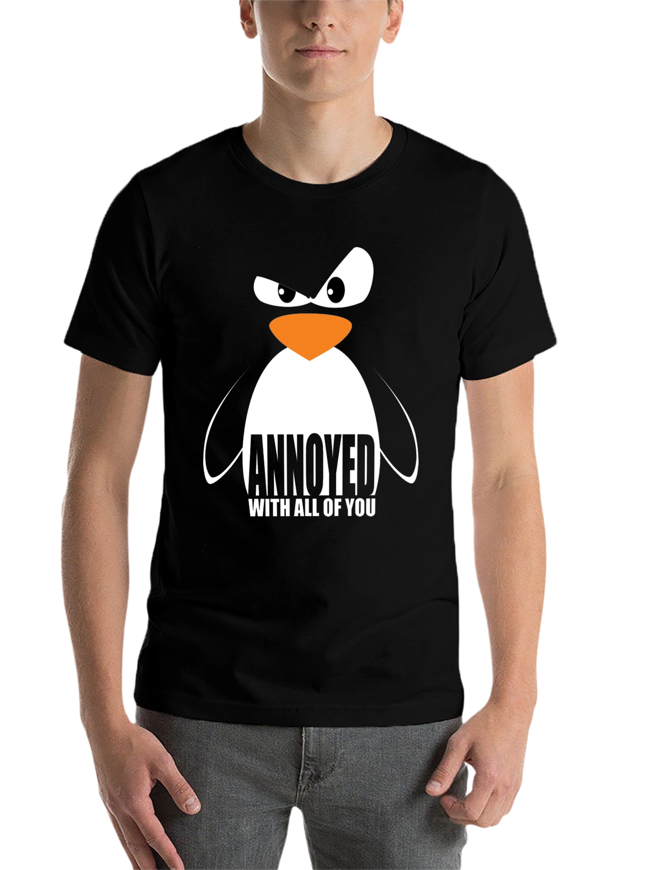 Black Annoyed Penguin Graphic T-Shirt view 7