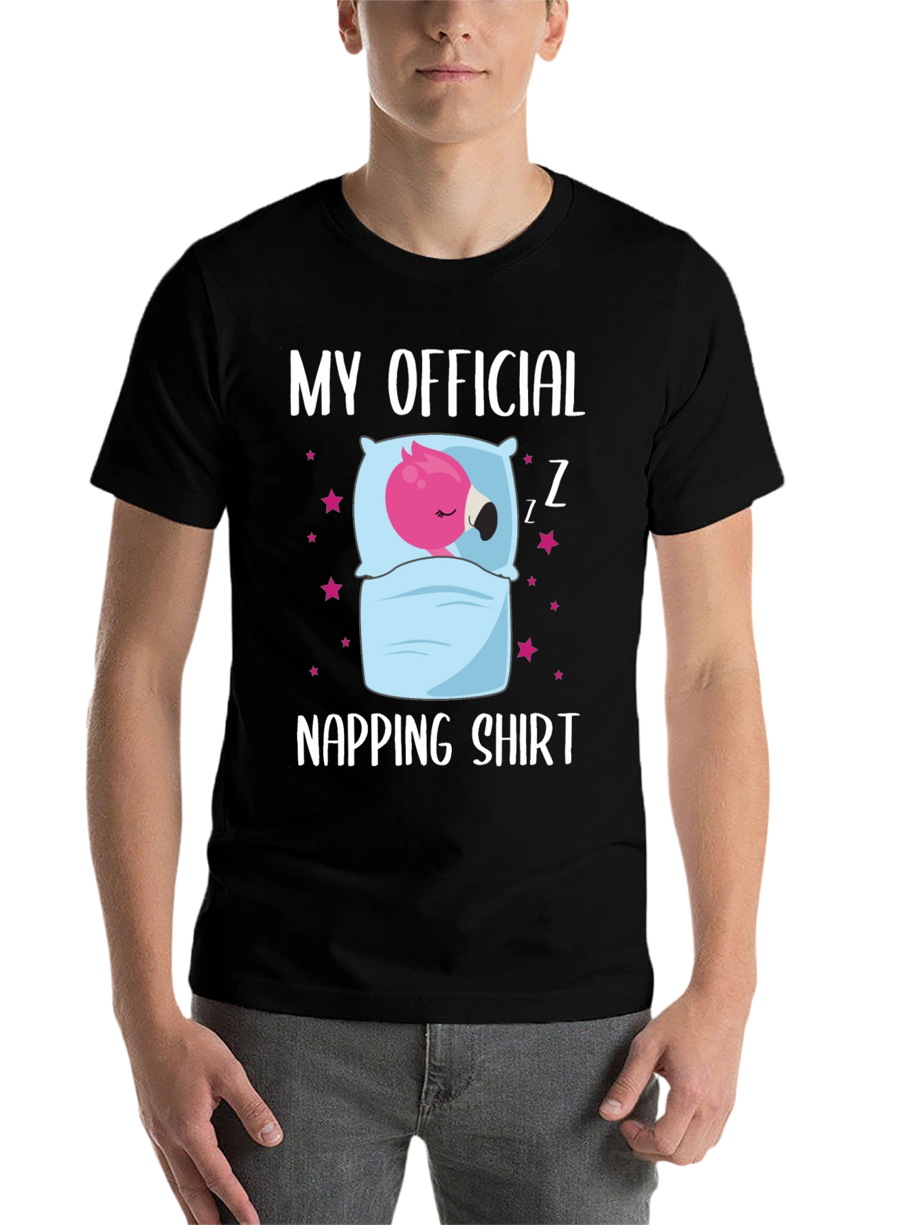 Black My Official Napping Shirt - Flamingo Sleep Tee view 7