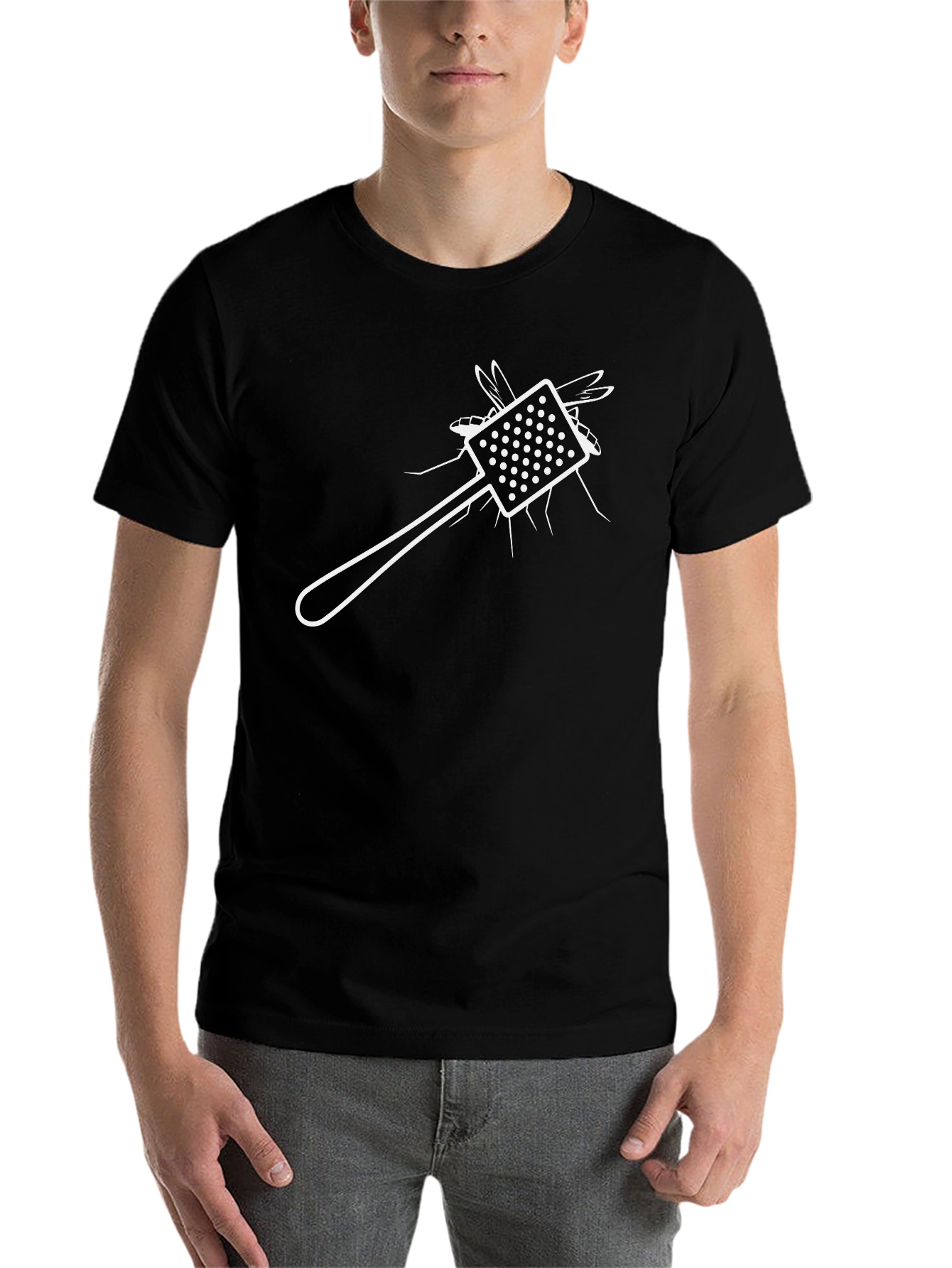 Black Funny Fly Swatter Graphic Tee - Novelty T-Shirt view 7