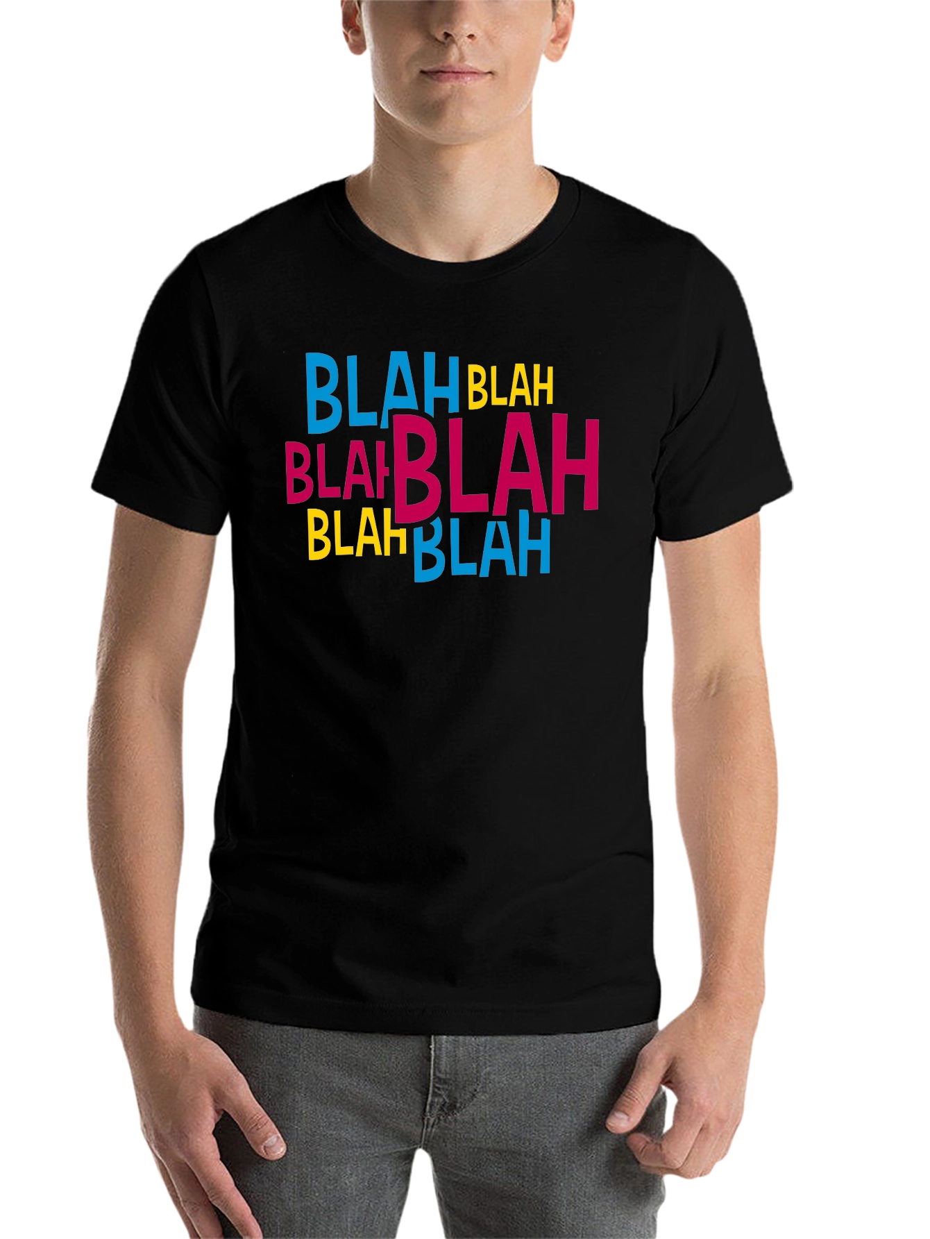 Black Blah Blah Graphic Print Black T-Shirt view 7