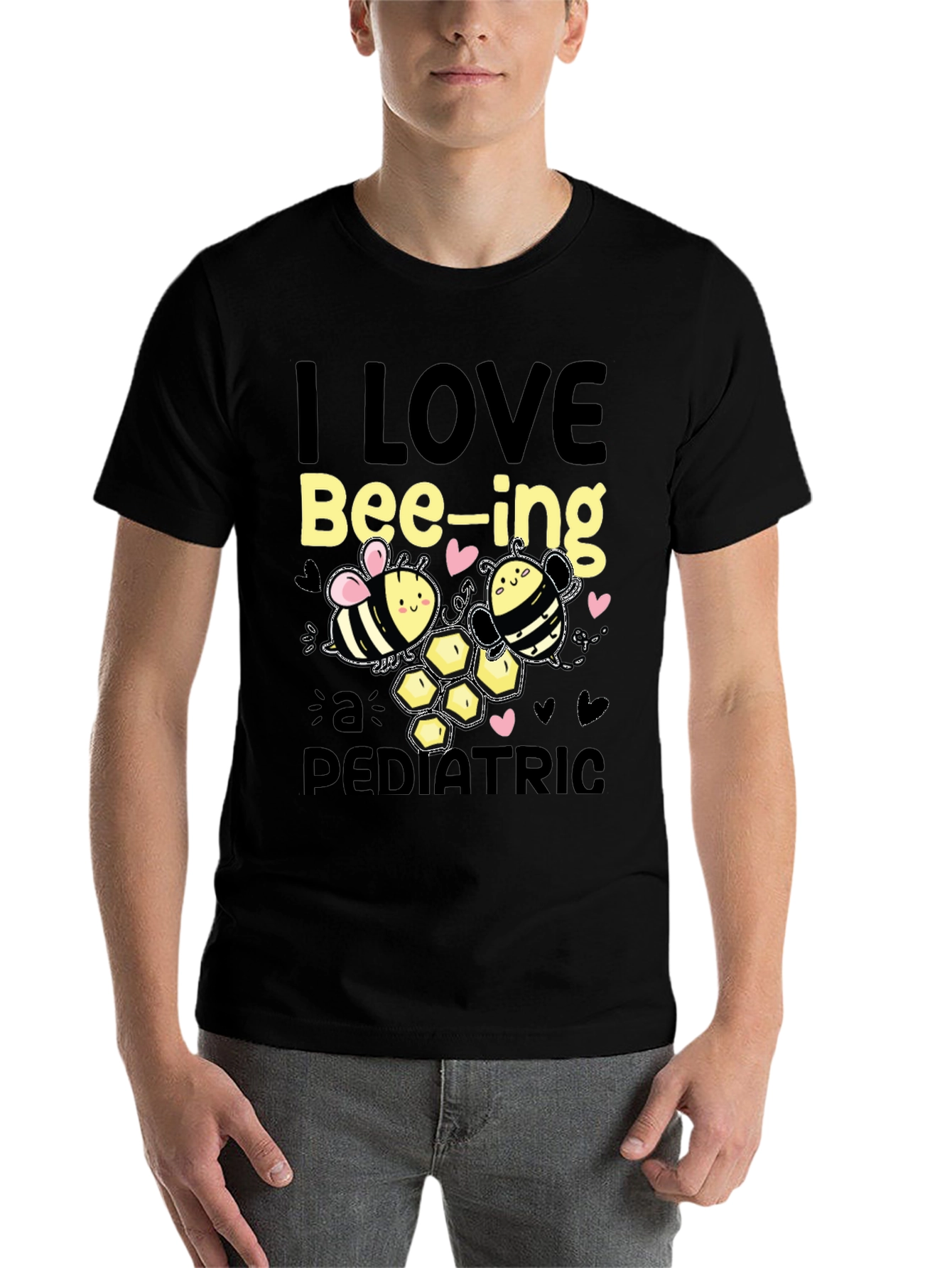 Black I Love Bee-ing a Pediatric T-Shirt view 7
