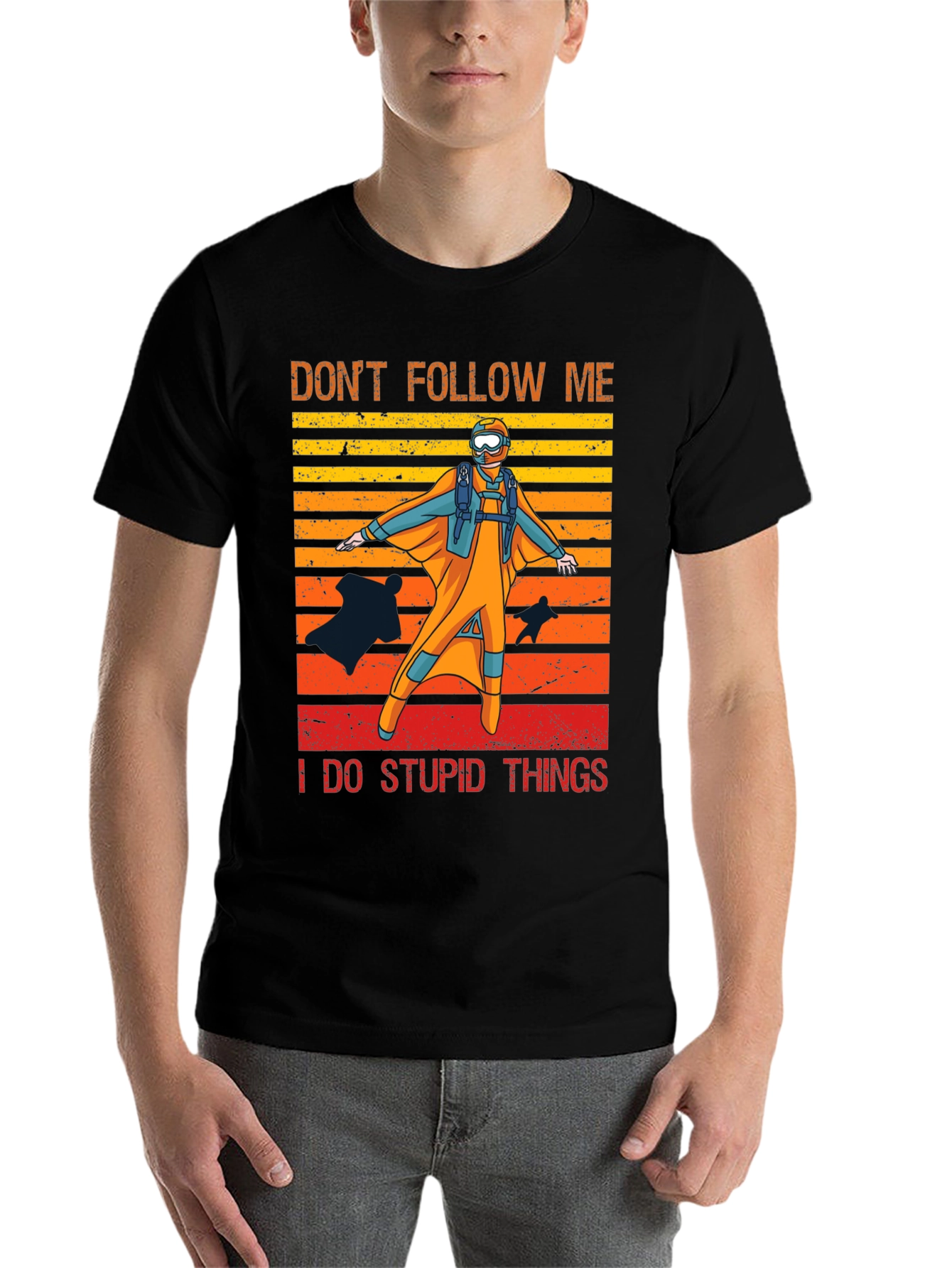 Black Don't Follow Me Parachute T-Shirt view 7