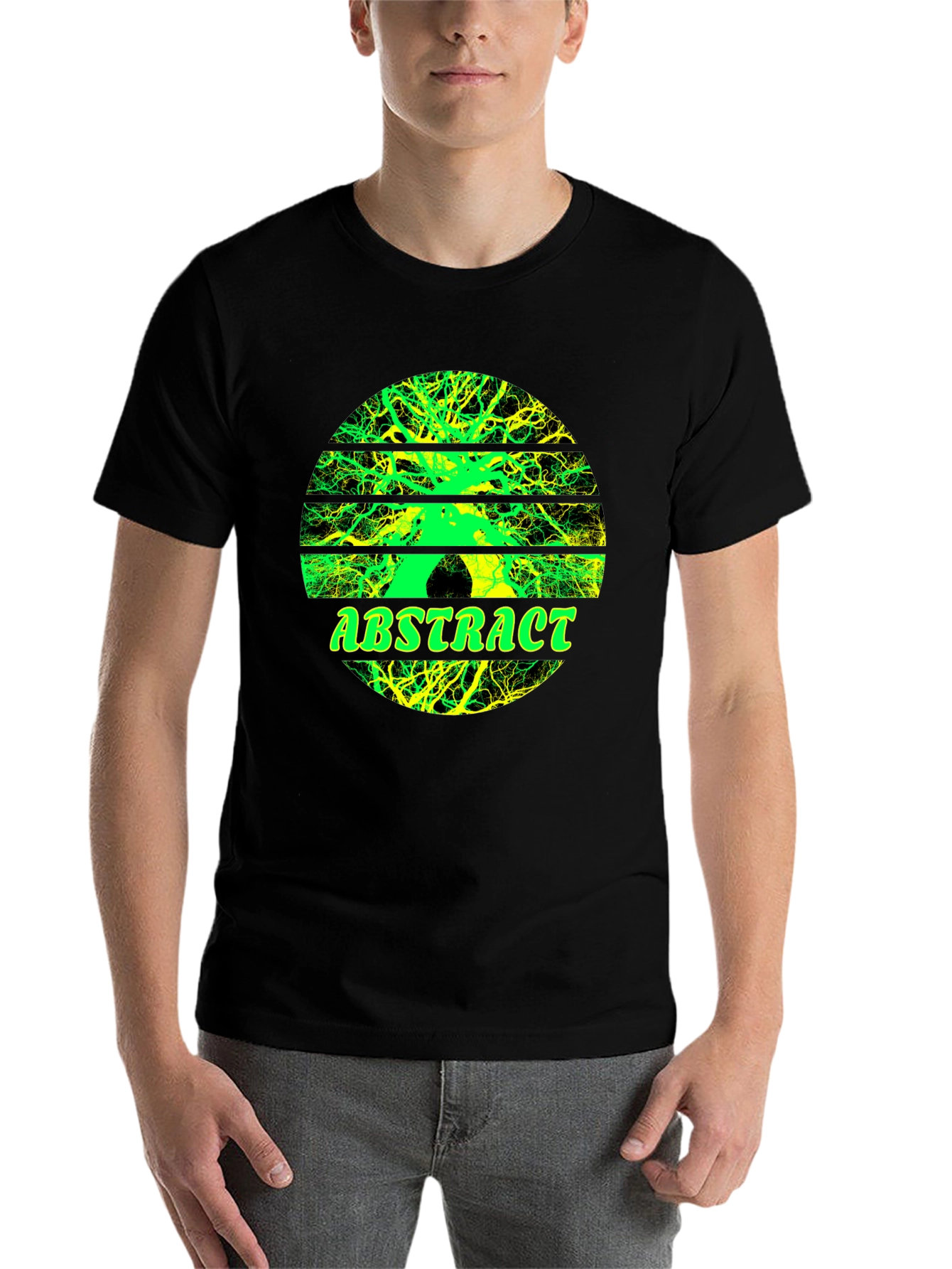 Black Abstract Tree Graphic Tee - Stylish Men's Black T-Shirt view 7