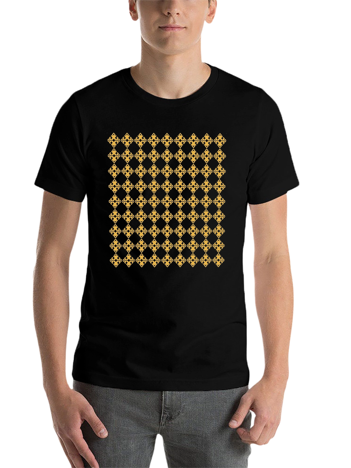 Black Patterned Black T-Shirt view 7