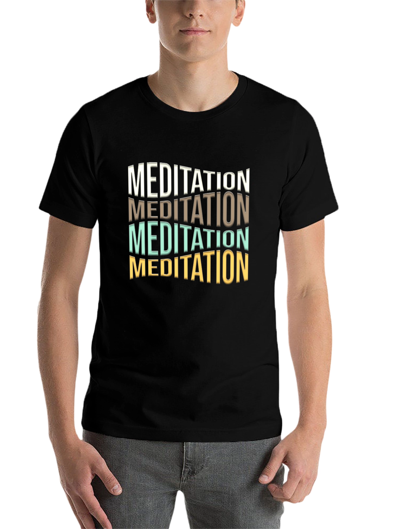 Black Meditation Graphic Tee - Soft Cotton Blend view 7