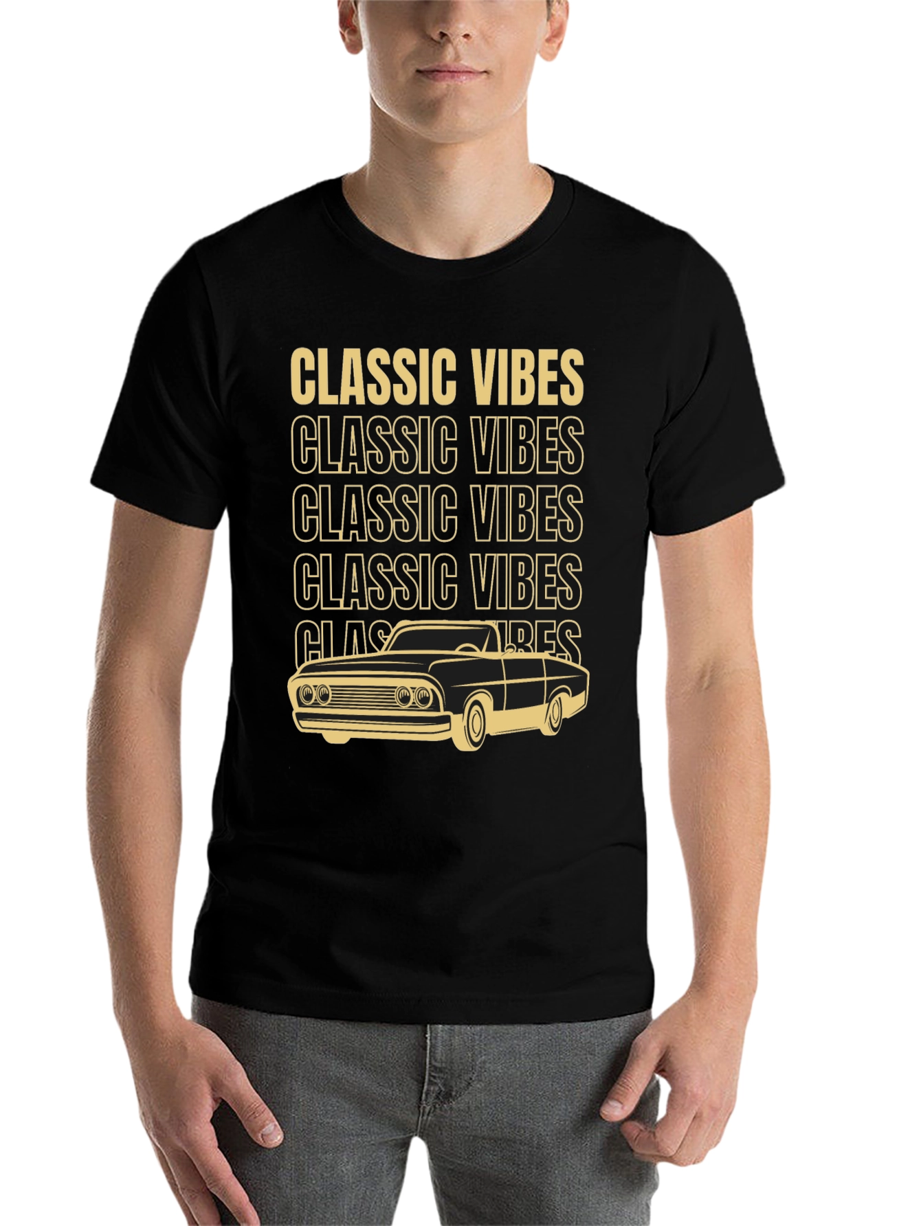 Black Classic Vibes Car Graphic T-Shirt view 7