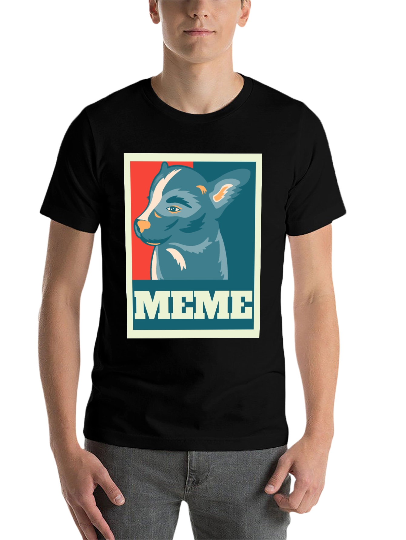 Black Meme Dog Graphic Tee - Black Cotton T-Shirt view 7