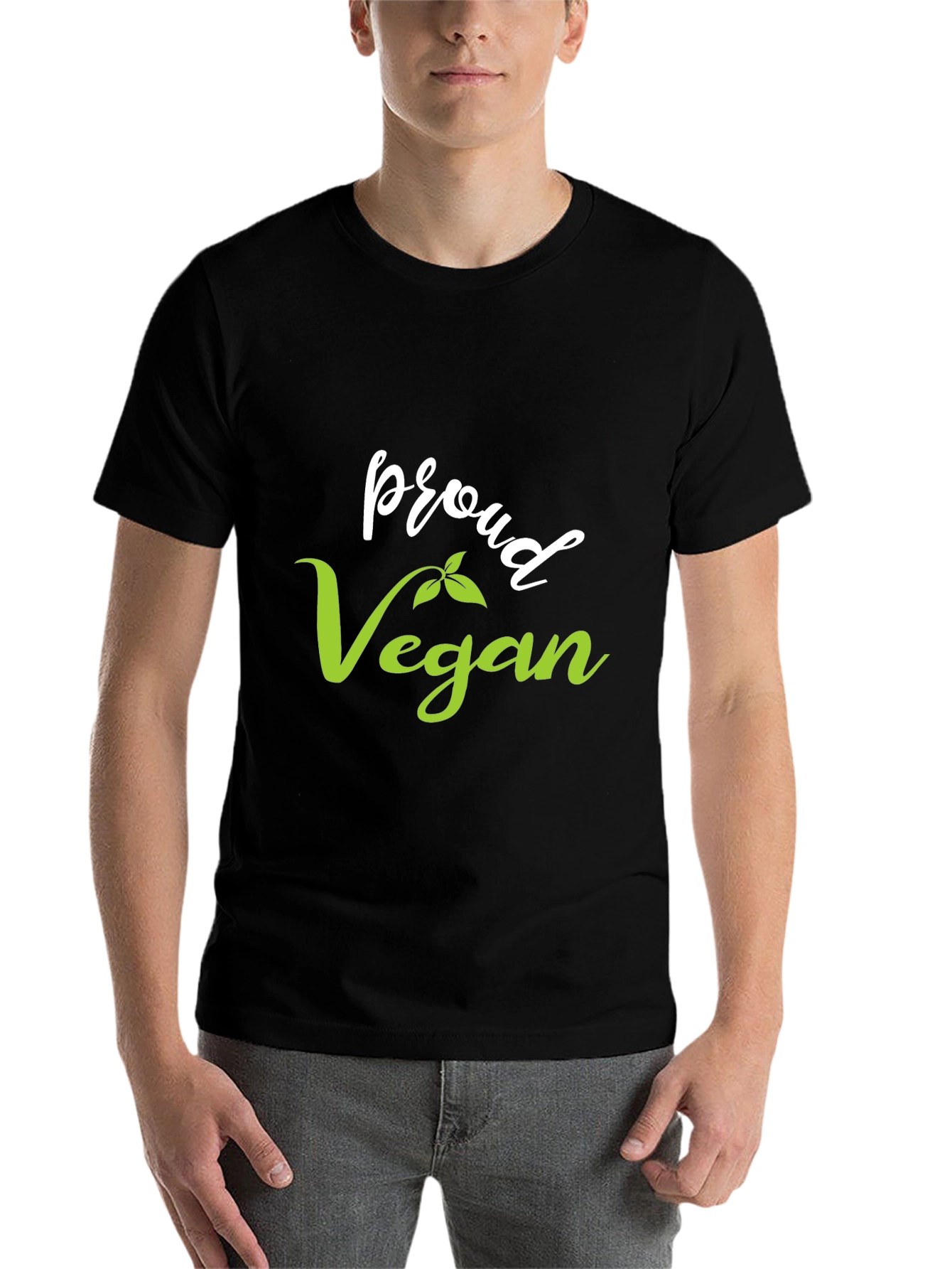 Black Proud Vegan Graphic Tee - Black Unisex T-Shirt view 7
