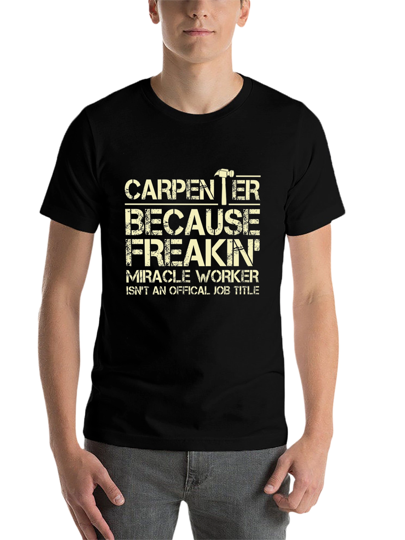 Black Carpenter Funny Job Title T-Shirt view 7