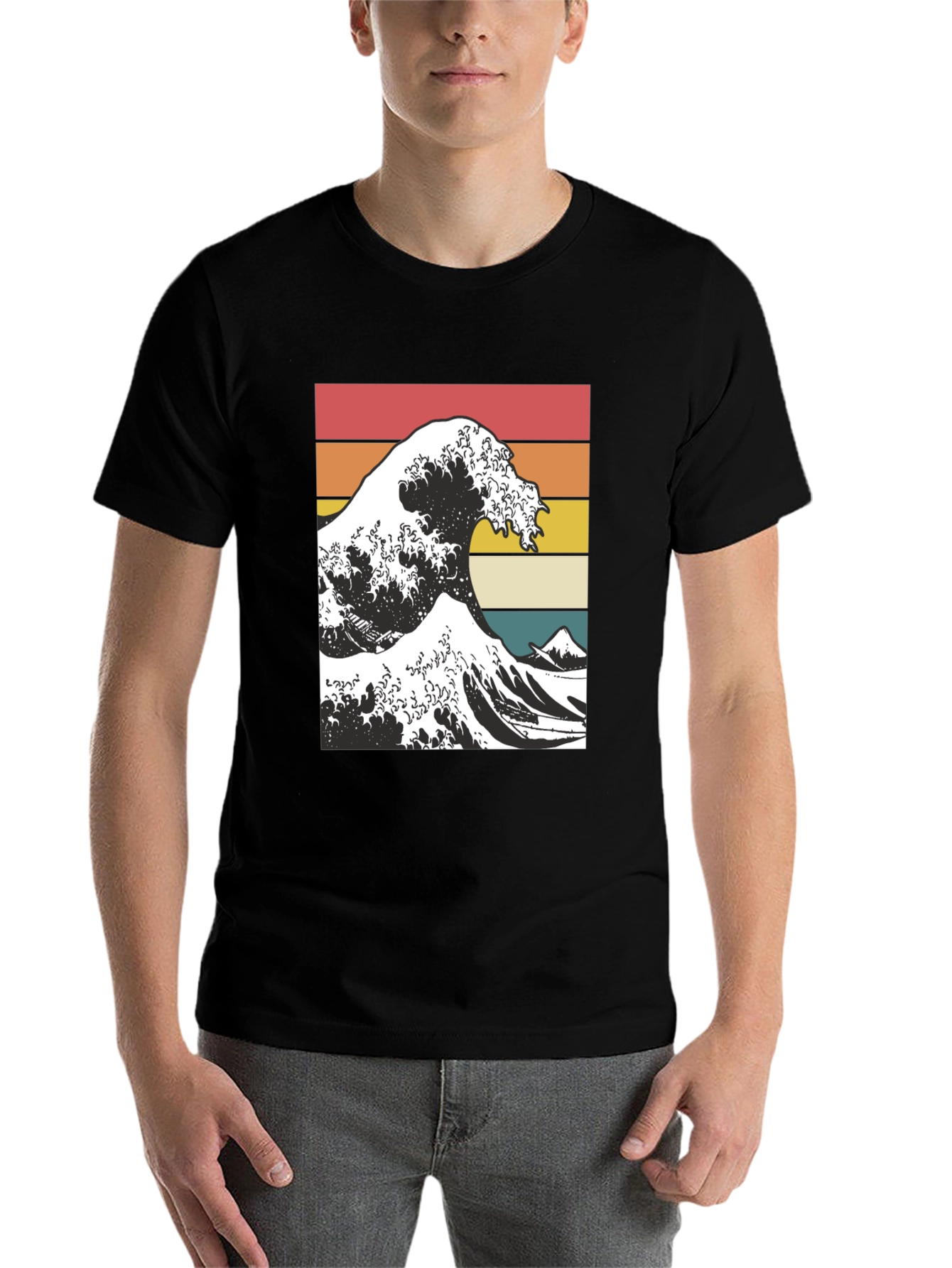 Black Vintage Wave T-Shirt - Retro Style view 7