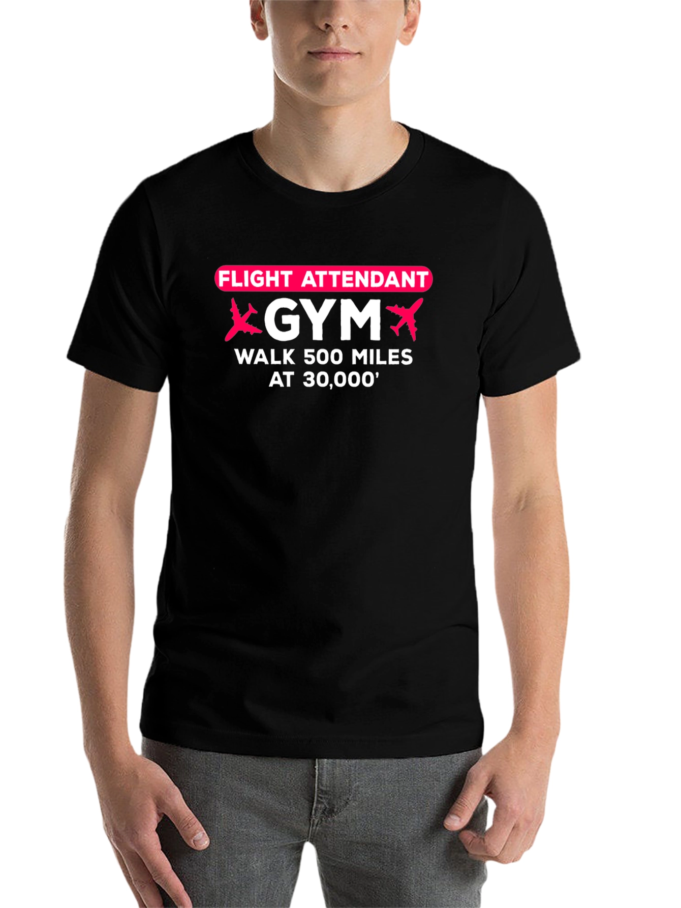 Black Flight Attendant Gym Black T-Shirt view 7