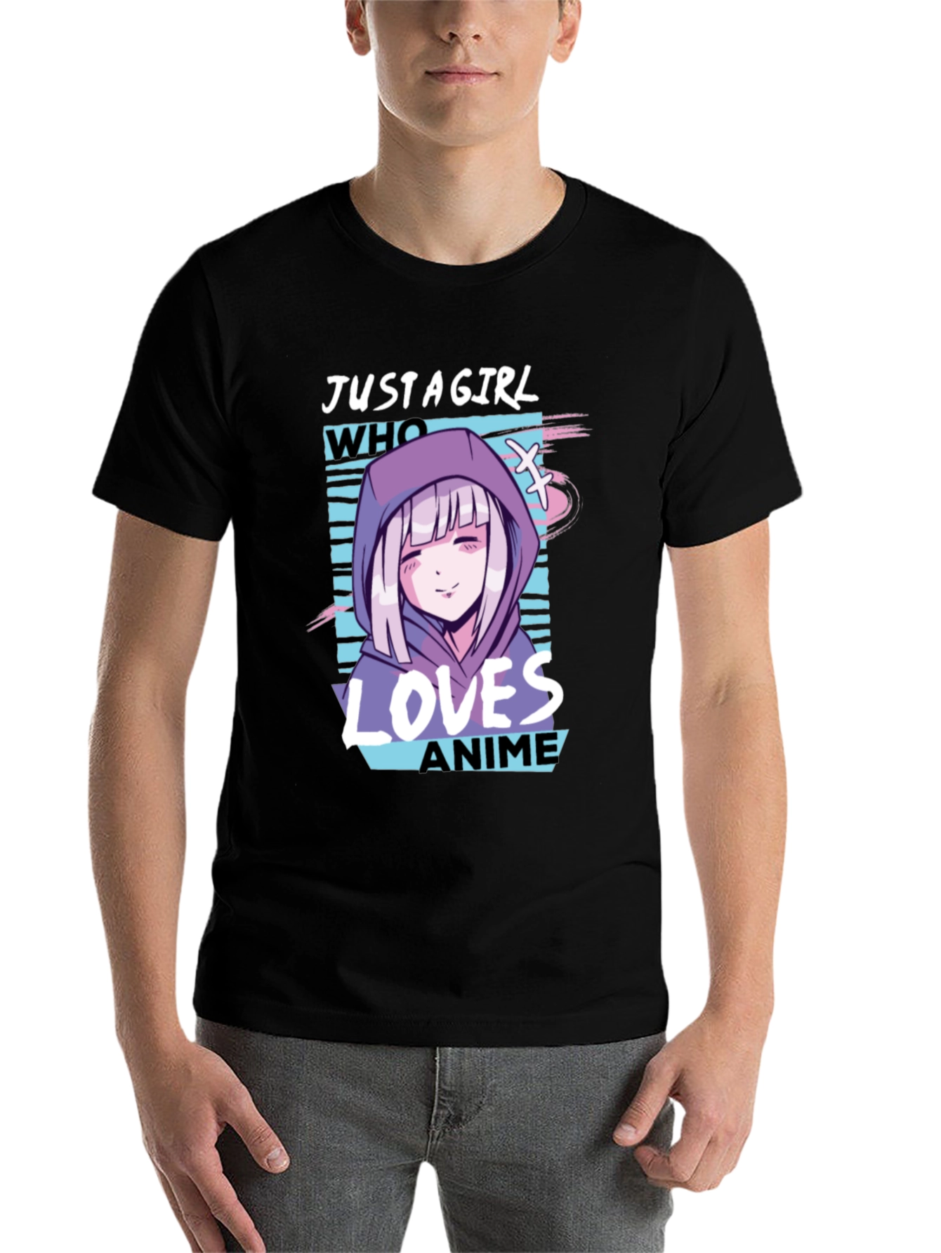 Black Anime Girl Graphic Tee - Just a Girl Who Loves Anime view 7