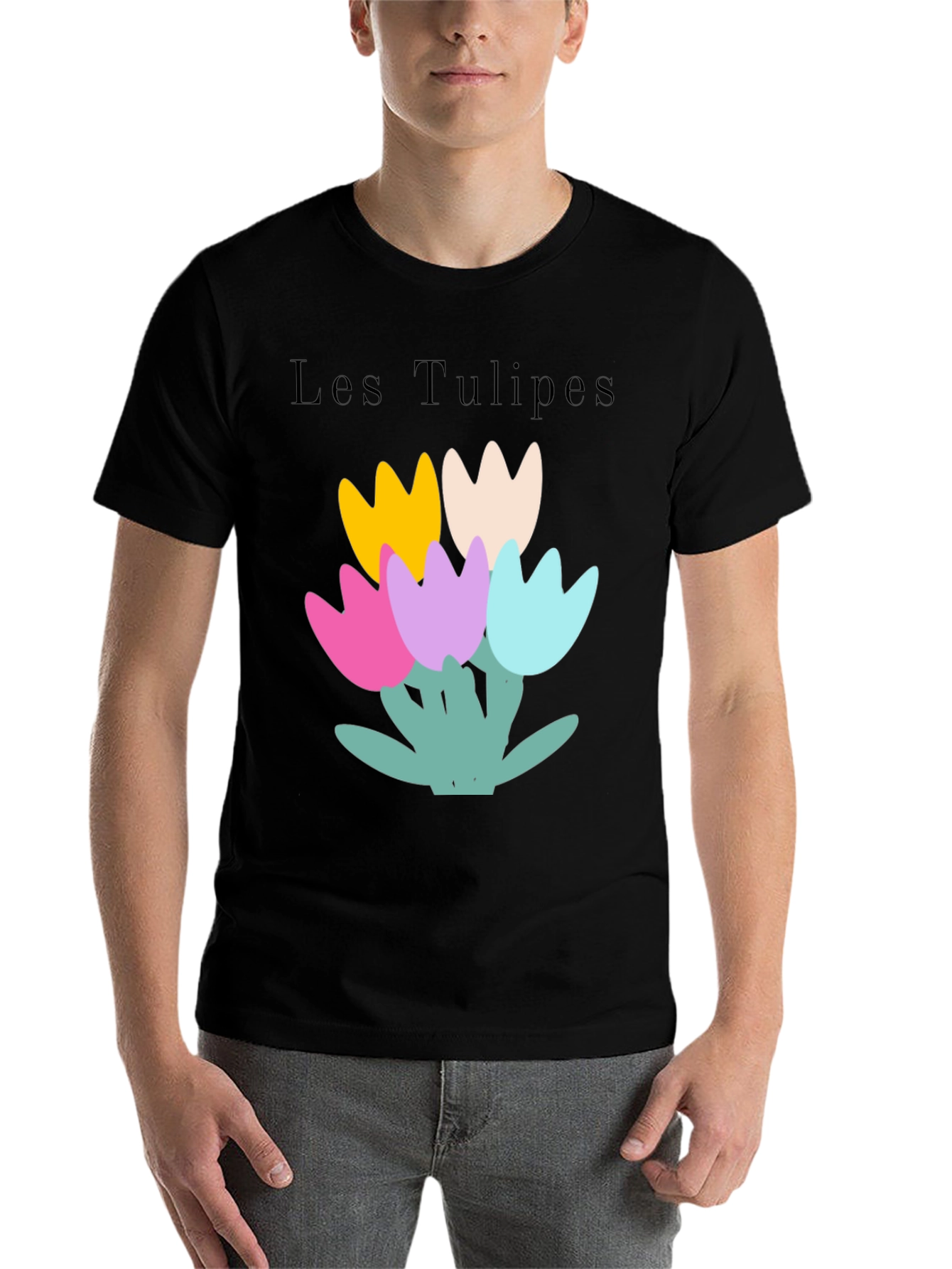 Black Les Tulipes Graphic Tee - Stylish Casual Wear view 7