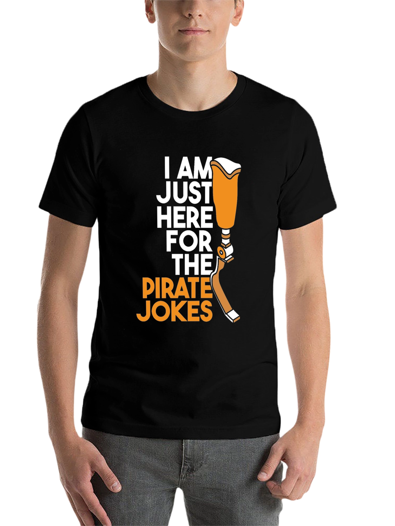 Black Pirate Jokes Prosthetic Leg Humor T-Shirt view 7