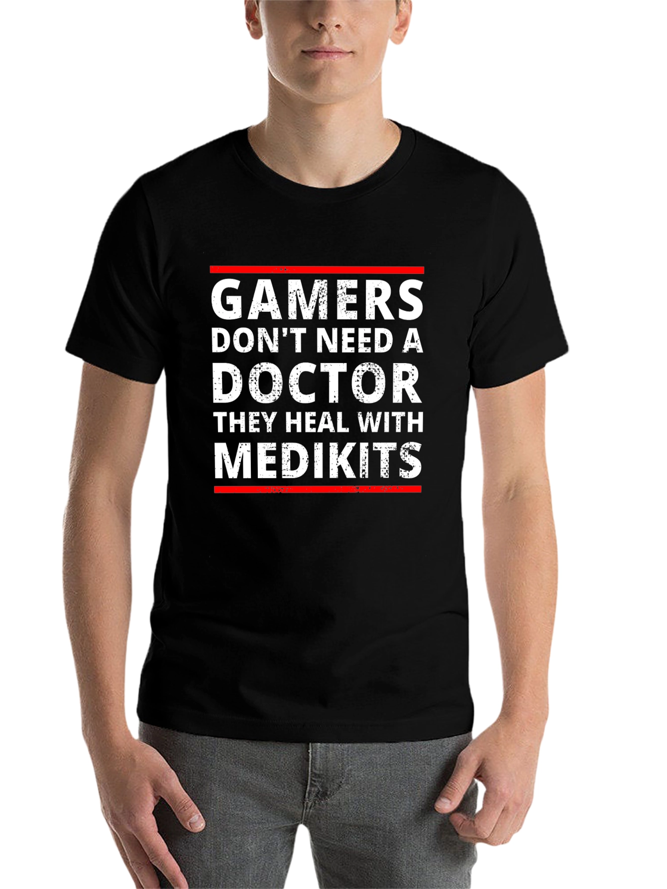 Black Gamers Heal with Medkits T-Shirt - Funny Gaming Tee view 7