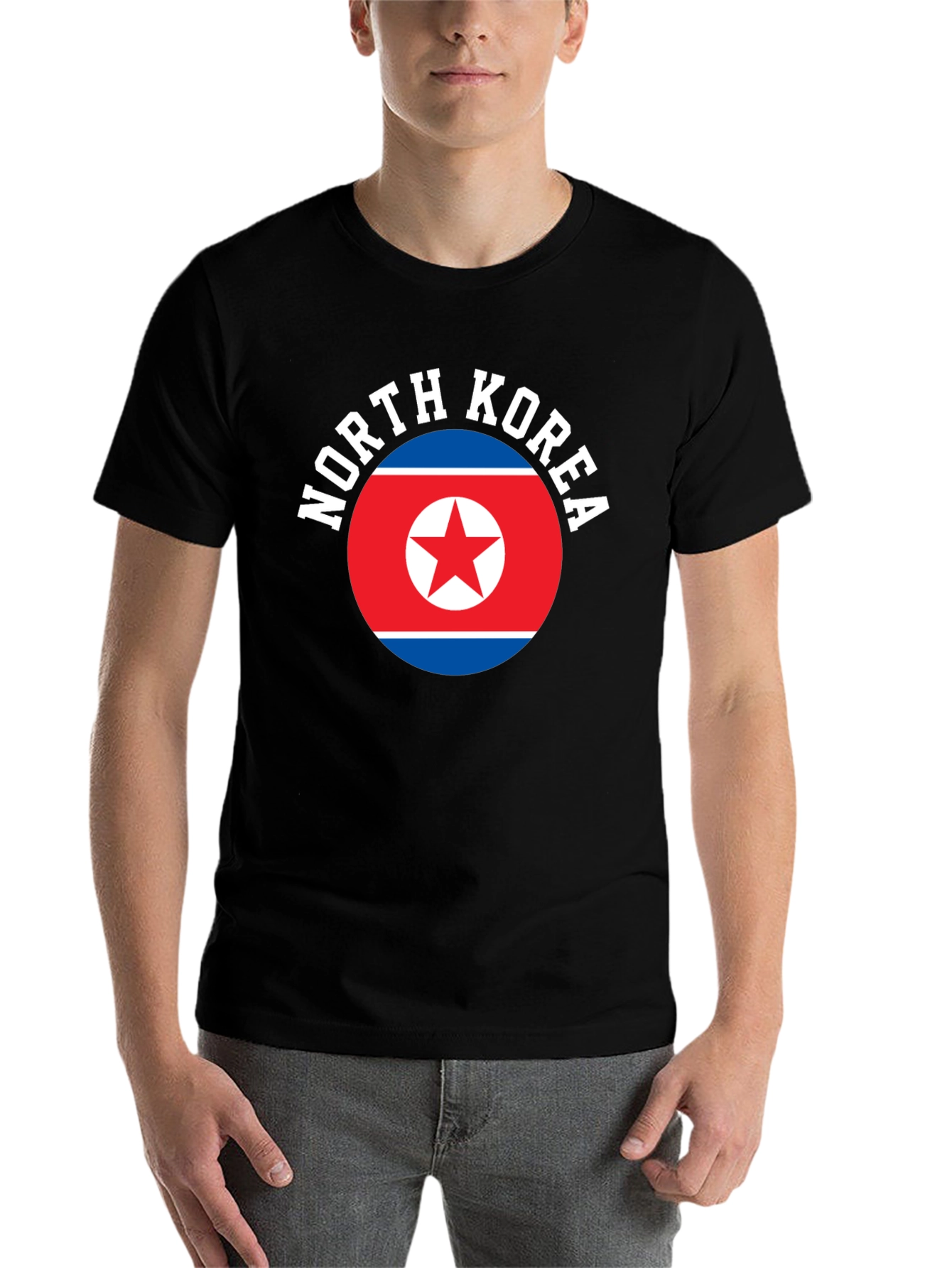 Black North Korea Flag T-Shirt view 7