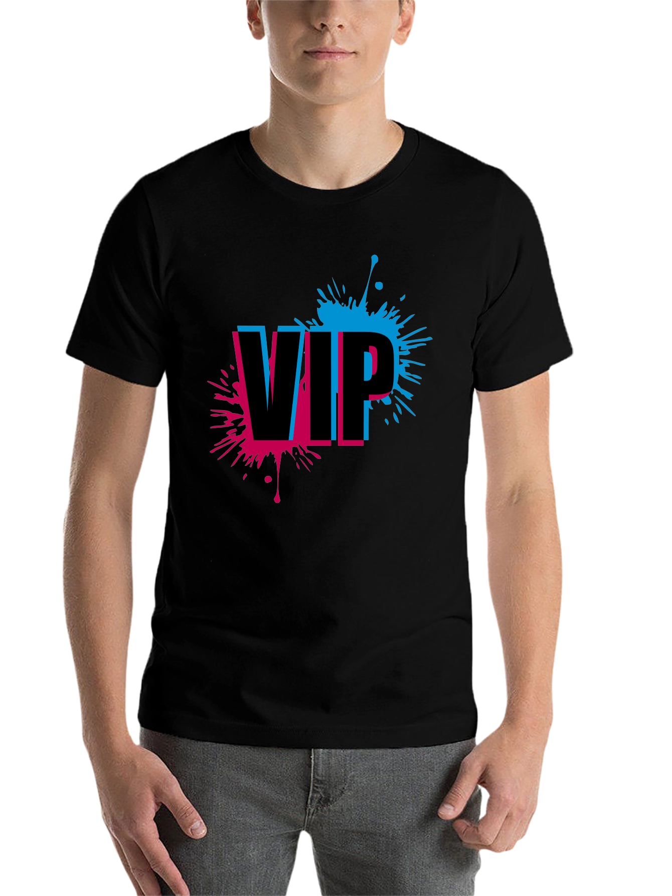 VIP Splatter Graphic Tee - Trendy Black T-Shirt - 7