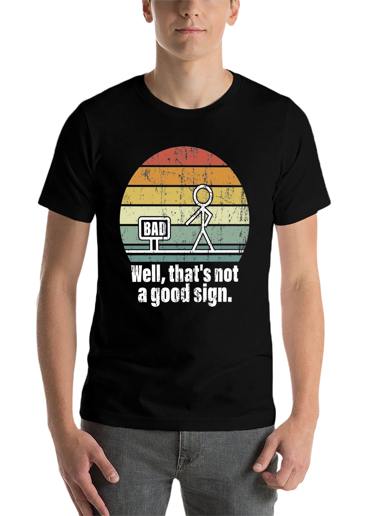 Black Bad Sign T-Shirt - Funny Graphic Tee view 7